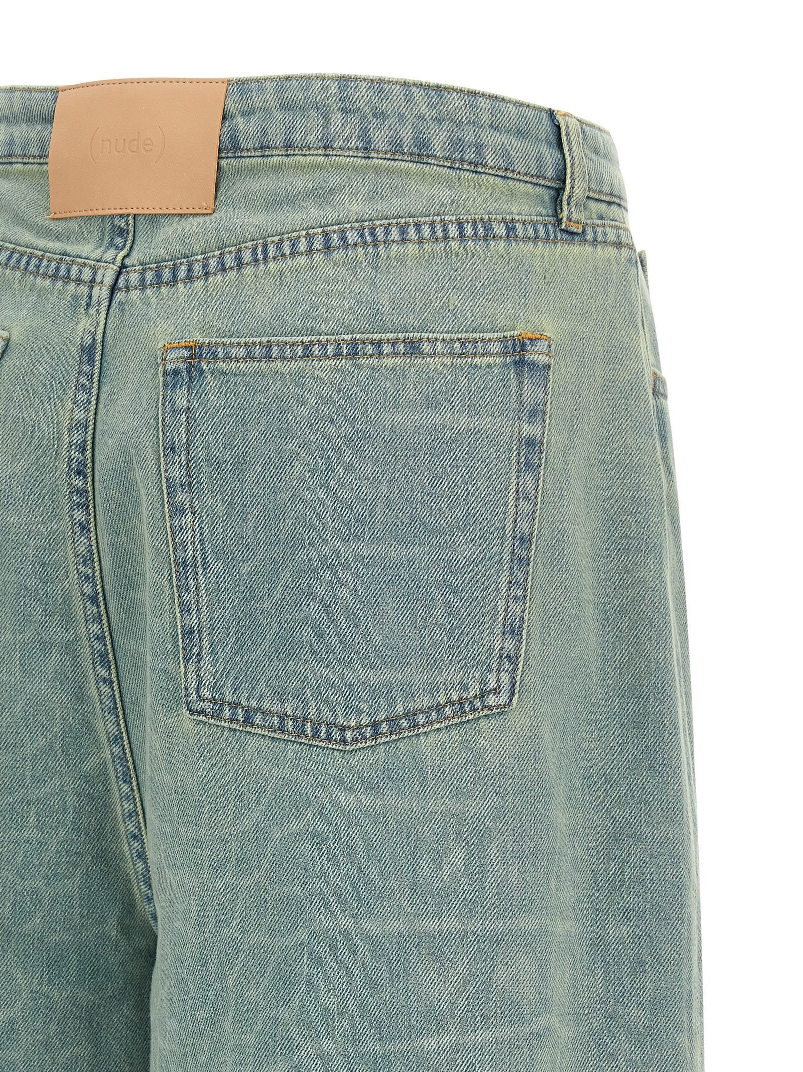 NUDE Blue Cotton Bermuda Shorts