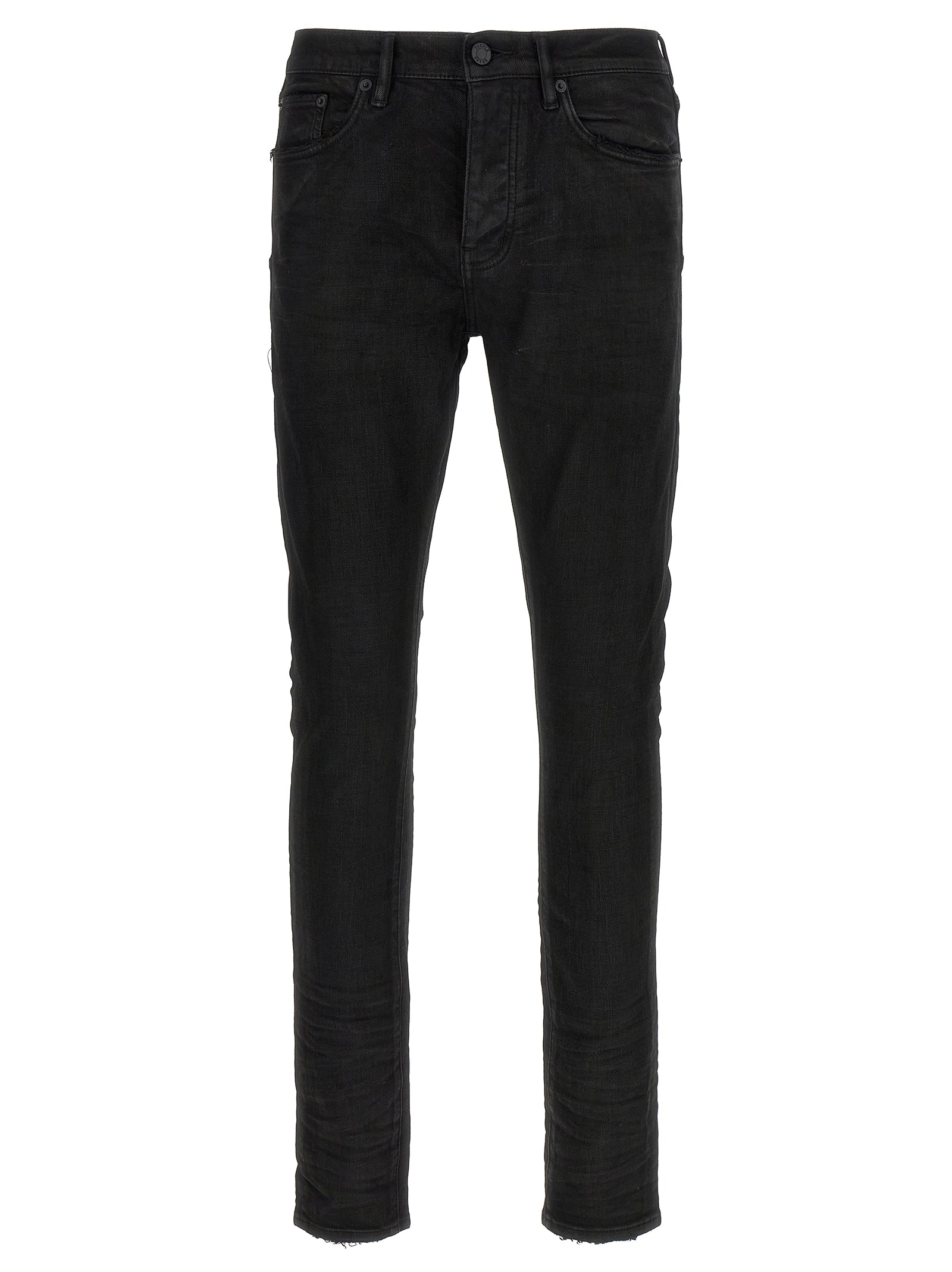 PURPLE Black Cotton Tapered Jeans