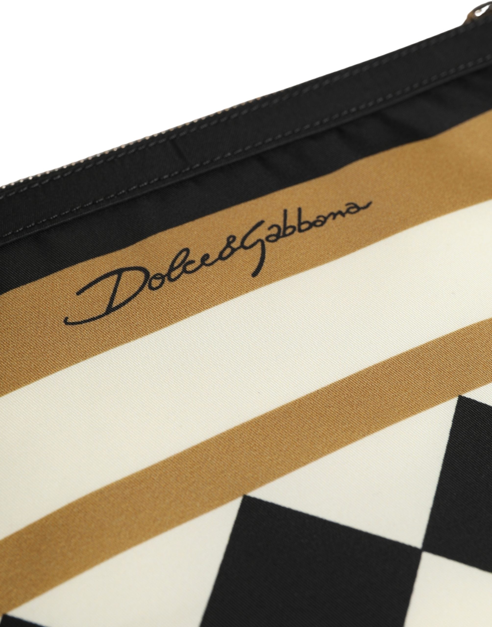 Dolce & Gabbana Multicolor Checkered Logo Print Nylon Clutch Borse Bag