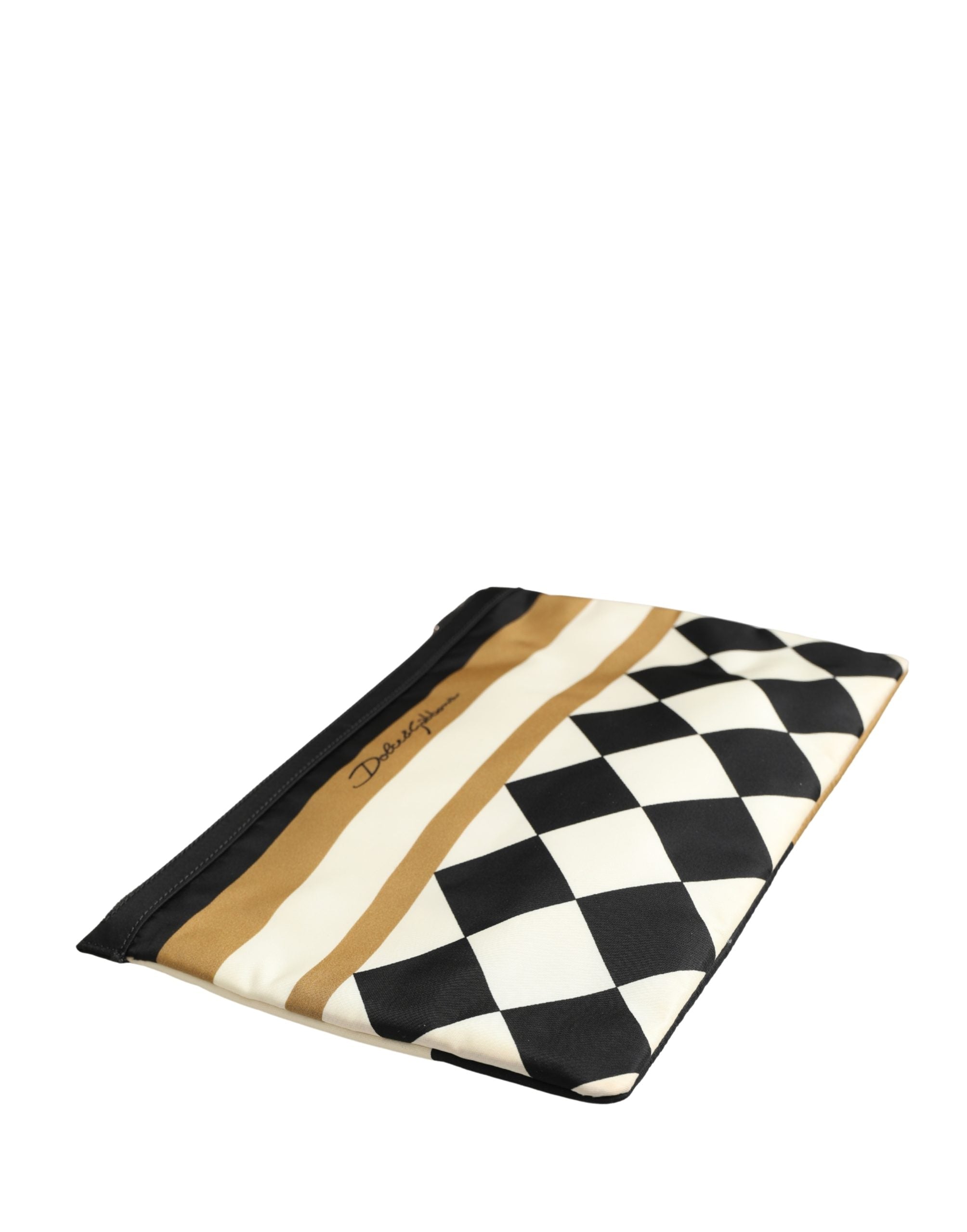 Dolce & Gabbana Multicolor Checkered Logo Print Nylon Clutch Borse Bag