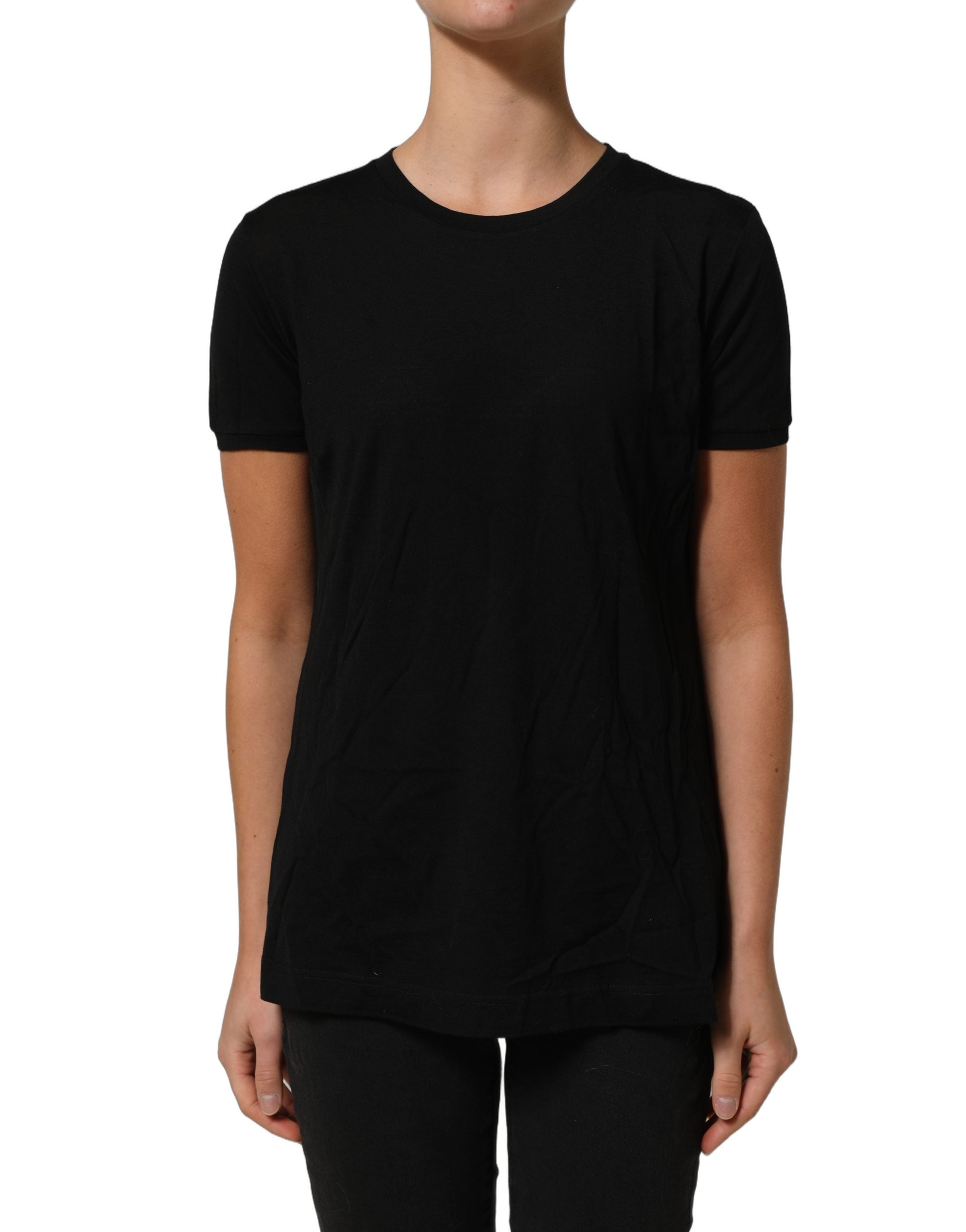 Dolce & Gabbana Black Wool Crew Neck Short Sleeves Men T-shirt