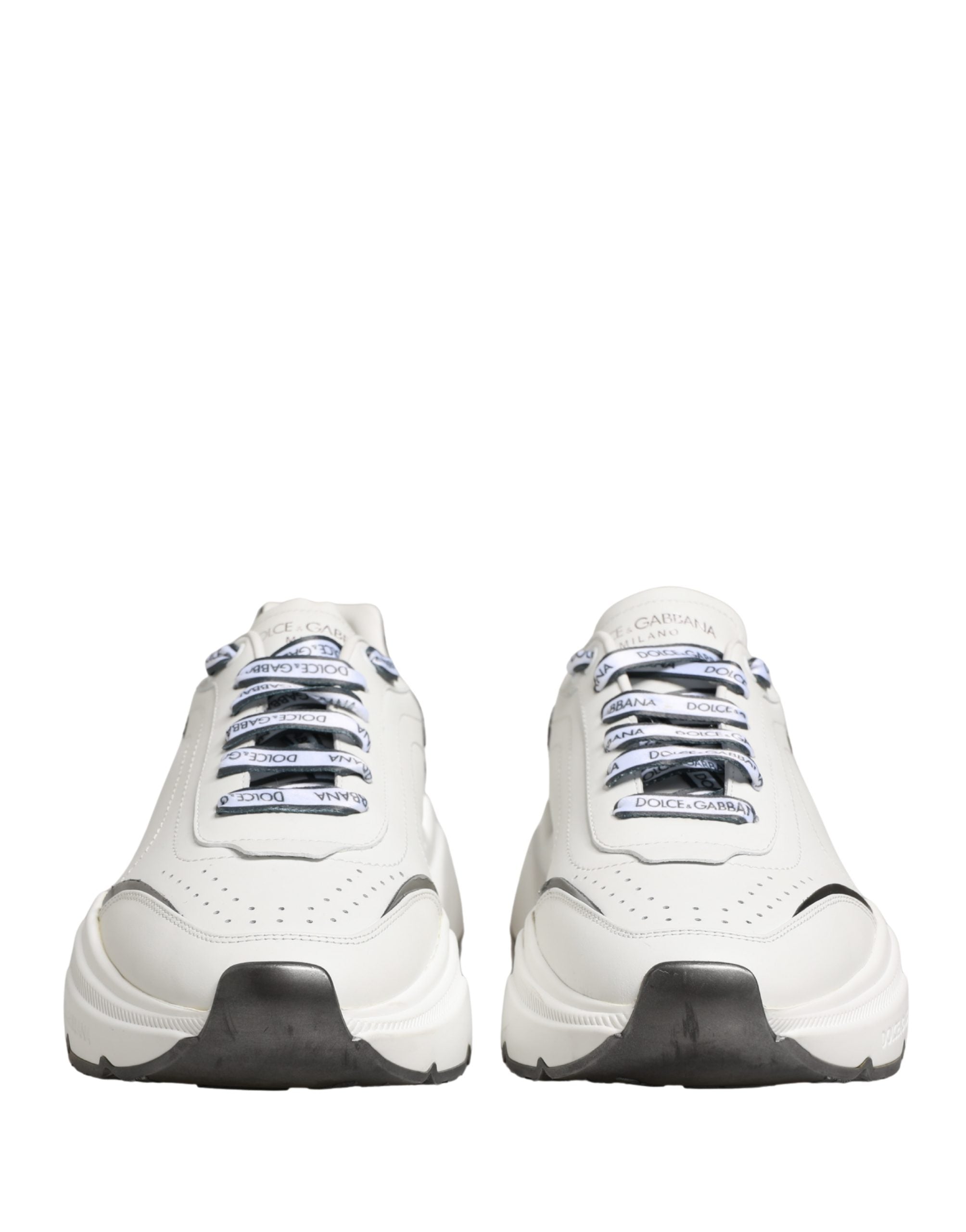 Dolce & Gabbana White Silver Daymaster Low Top Men Sneakers Shoes