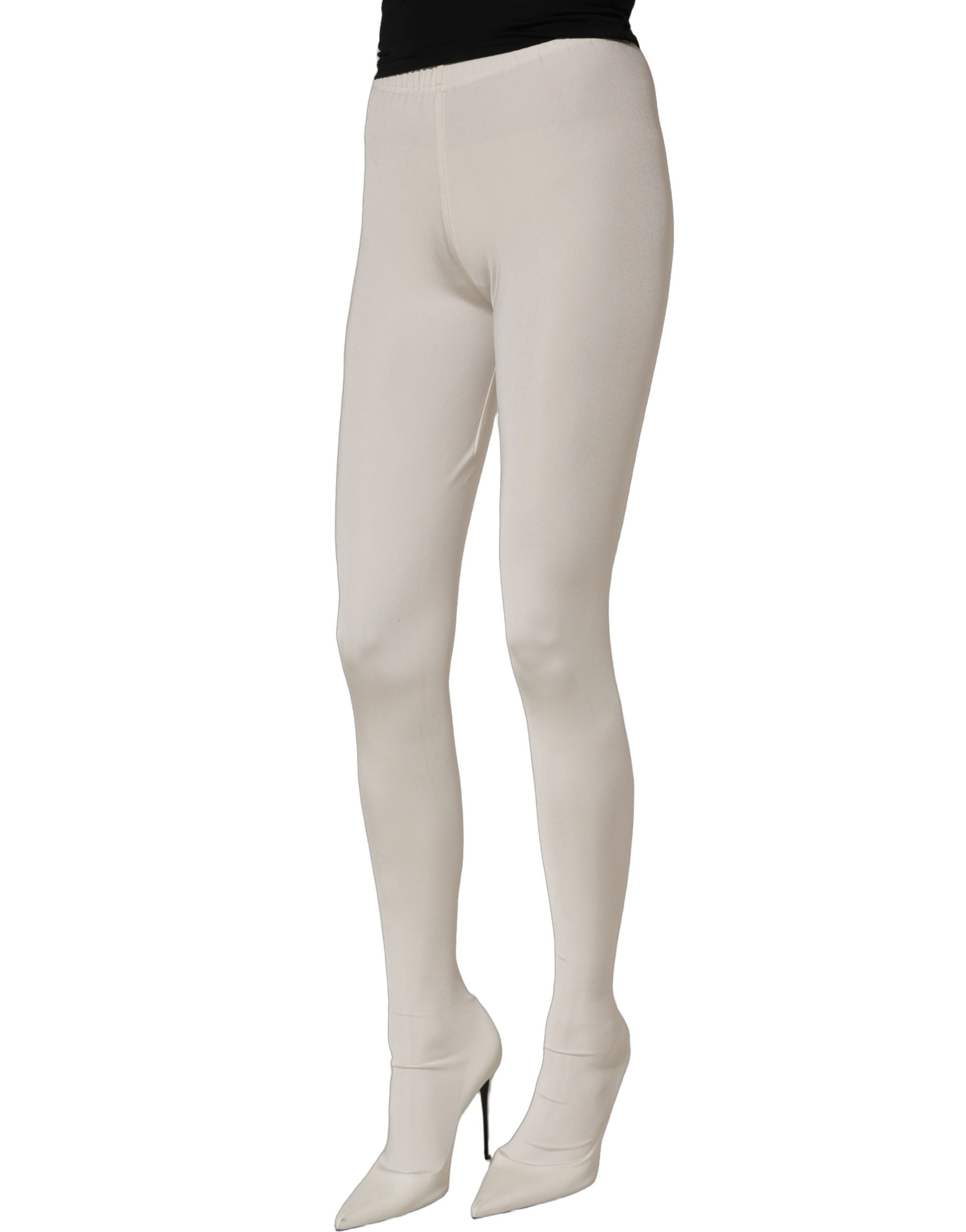Dolce & Gabbana White High Heels Pumps Jersey Tights Shoes