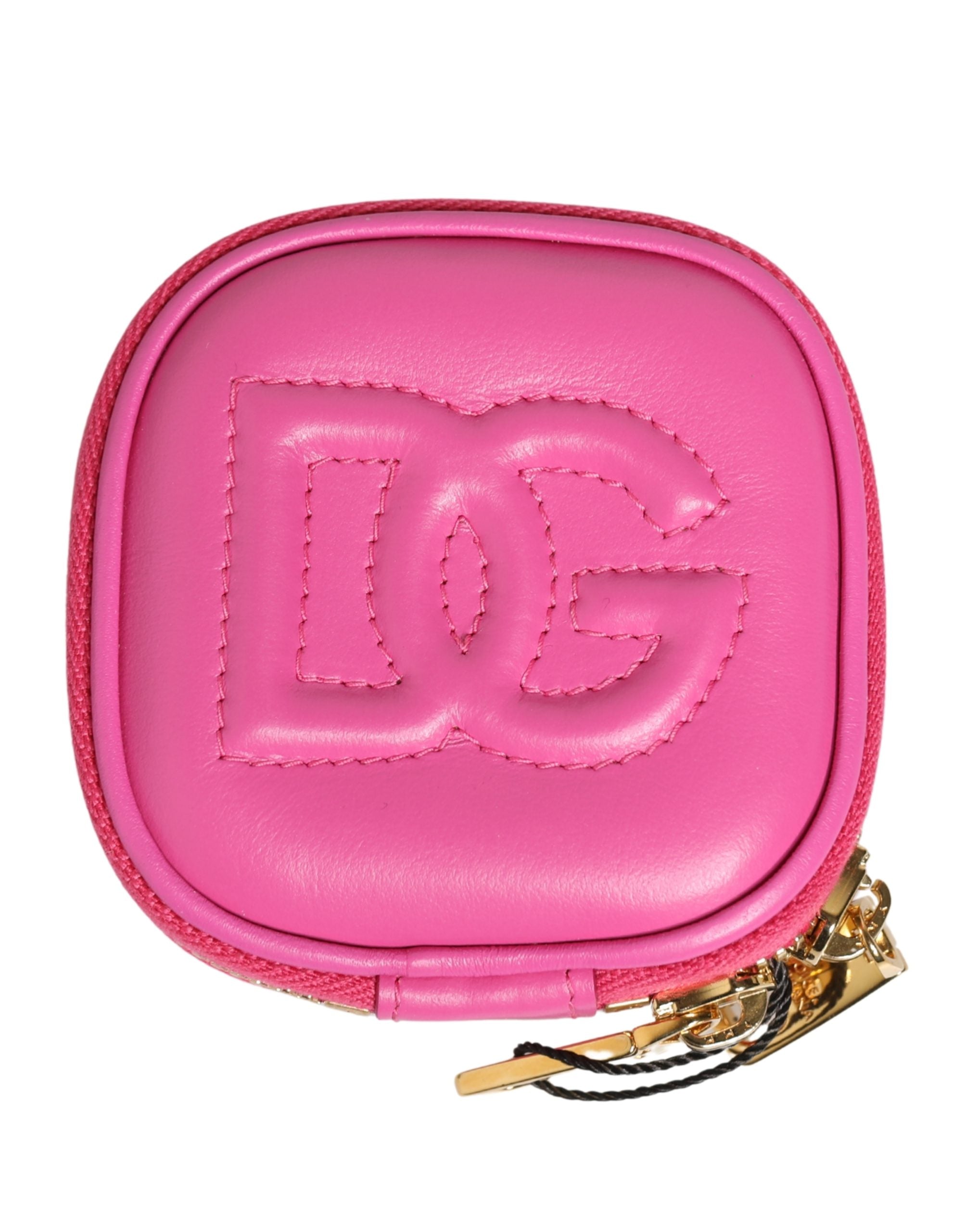 Dolce & Gabbana Pink Lamb Leather Embossed Logo Holder Airpod Case