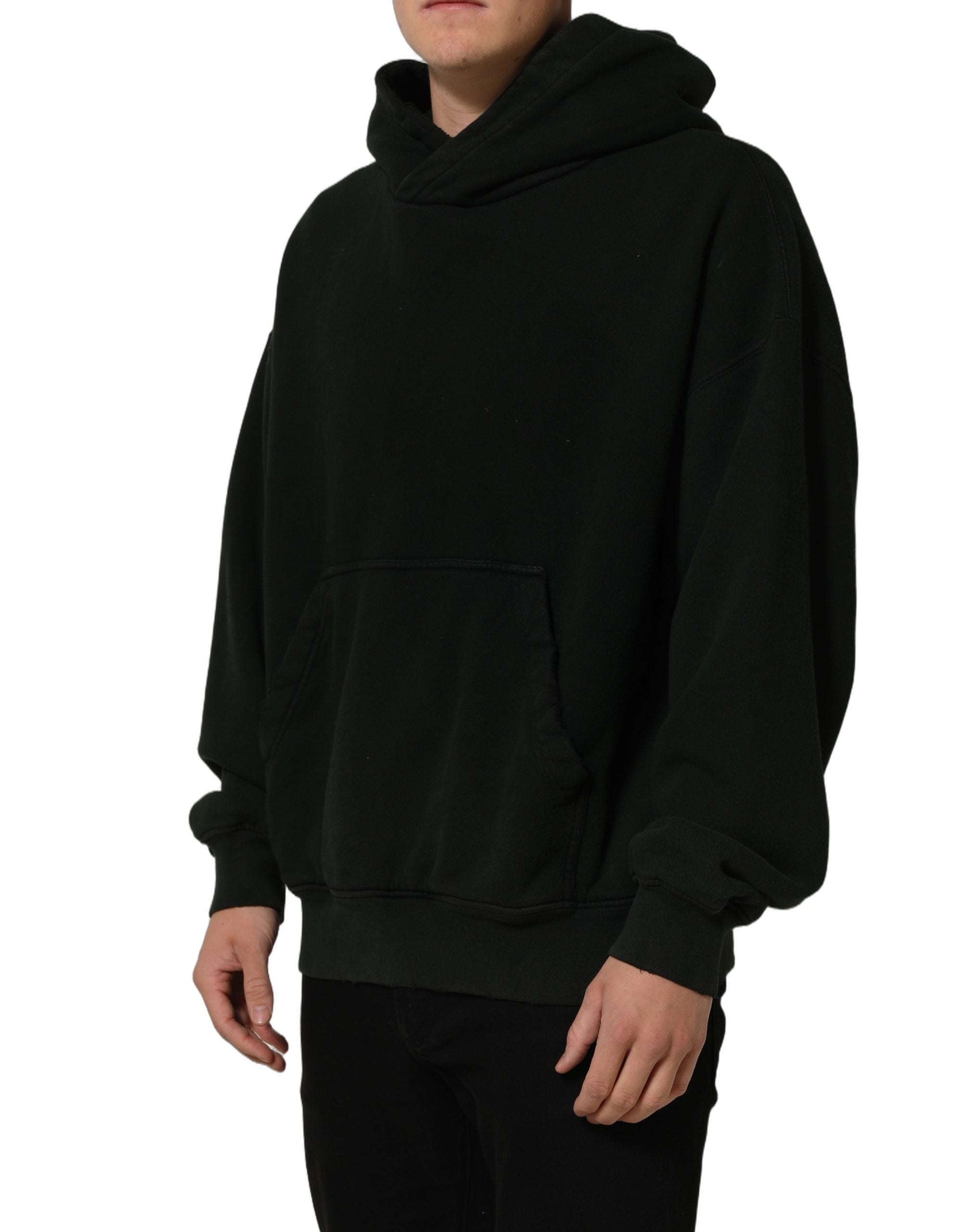 Dolce & Gabbana Black Cotton Hooded Men Sweatshirt Sweater