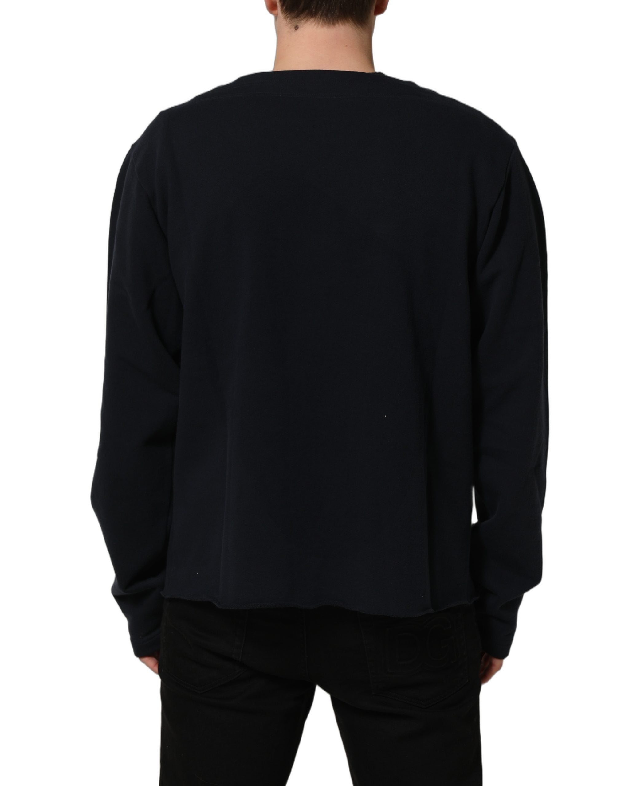 Dolce & Gabbana Dark Blue Logo Cotton Sweatshirt Sweater