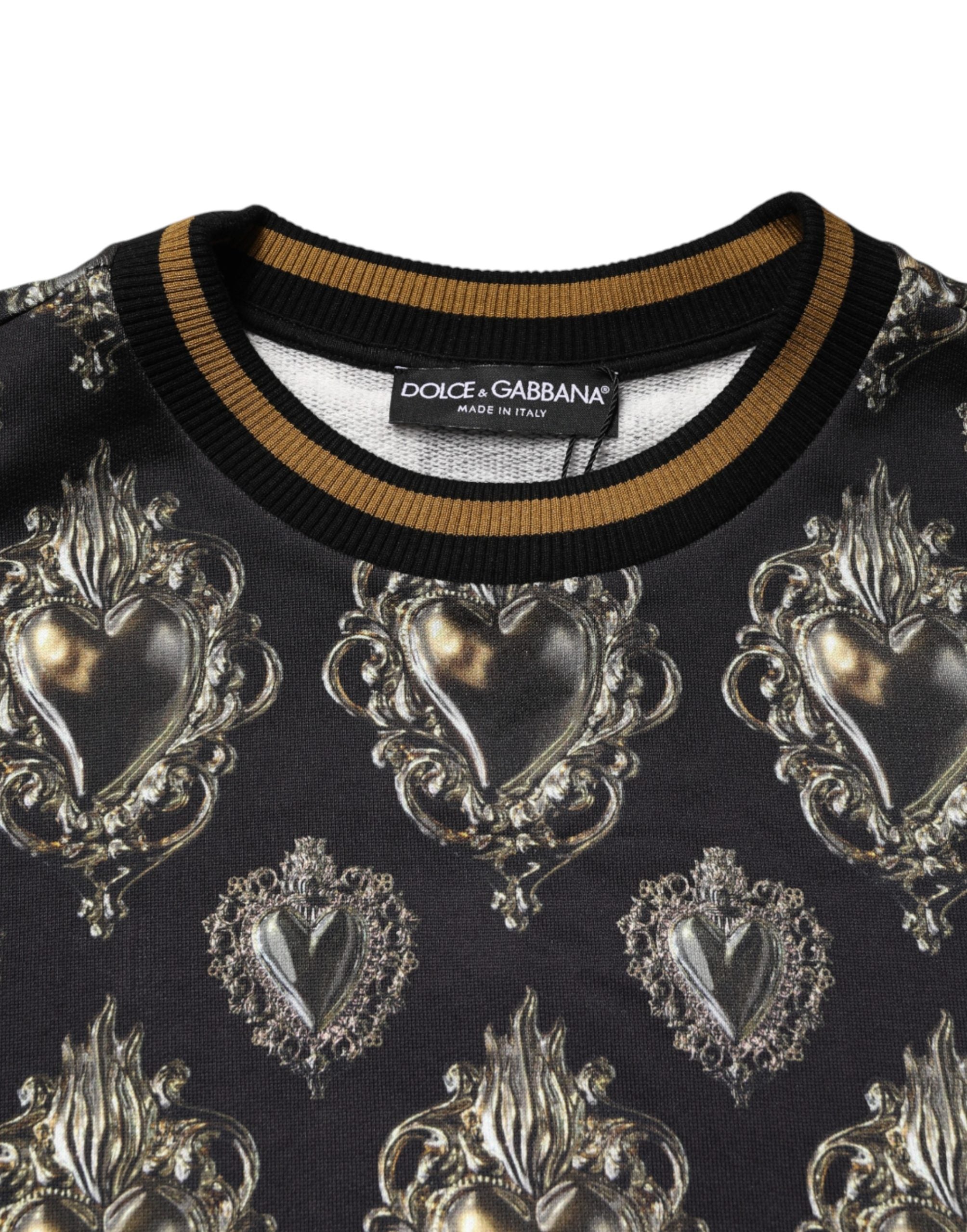 Dolce & Gabbana Black Sacred Heart Cotton Sweatshirt Sweater