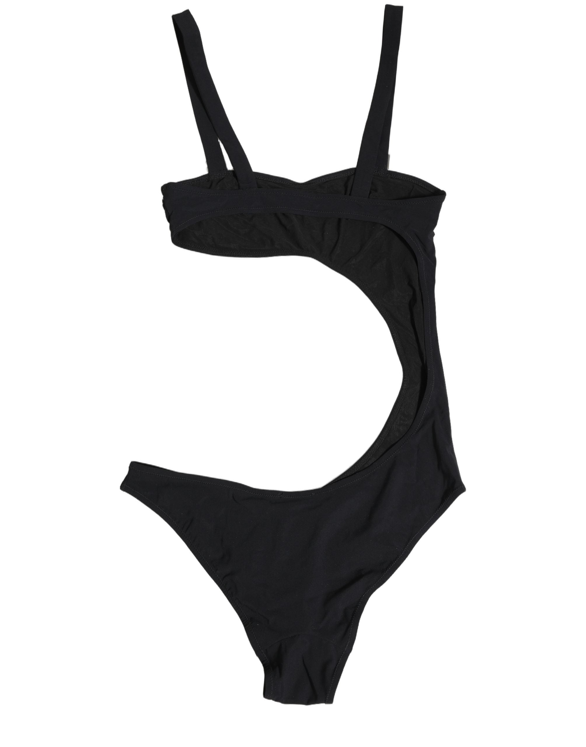 Dolce & Gabbana Black Embellished Cutout Bandeau One Piece Swimwear