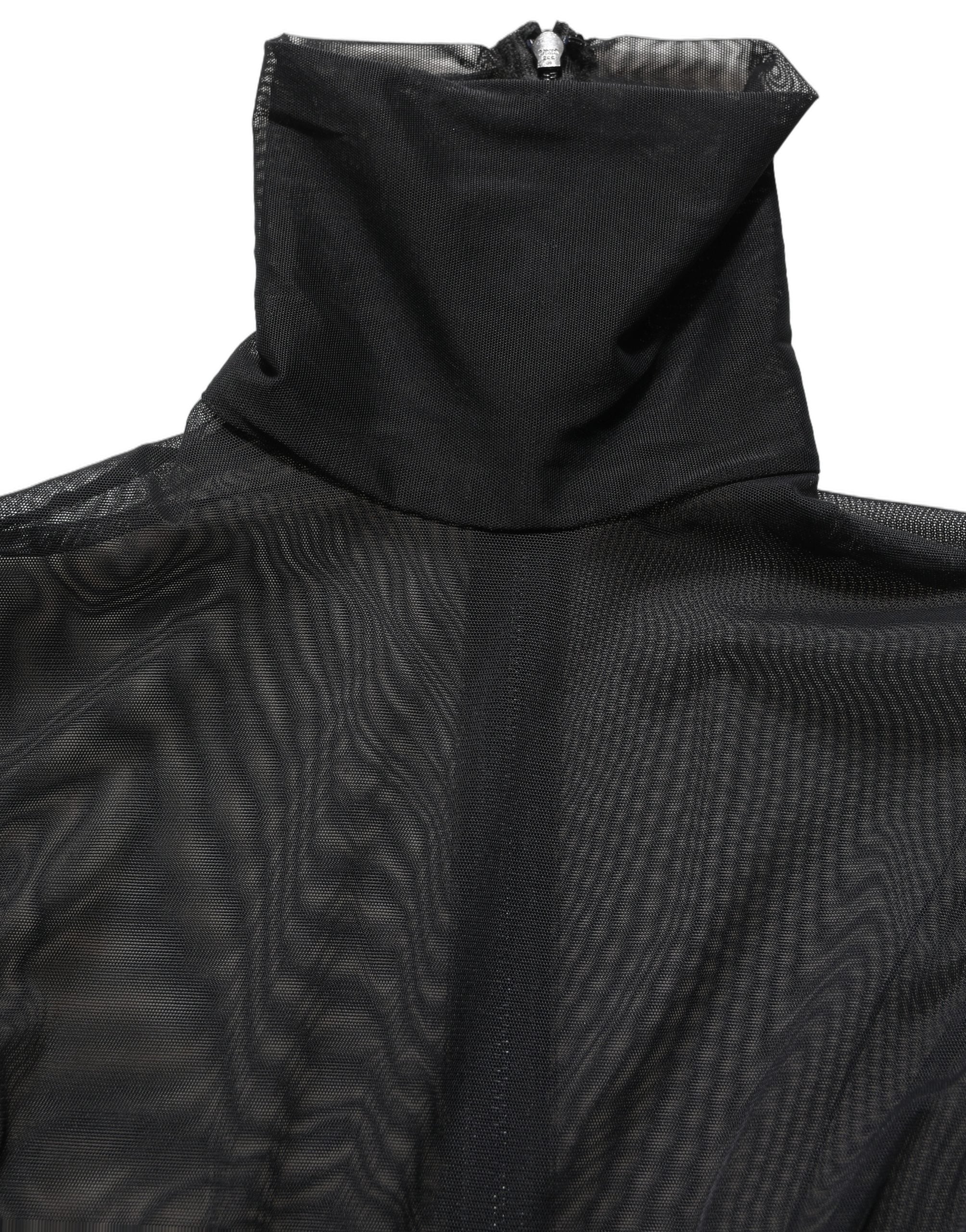 Dolce & Gabbana Black Sheer Mesh Jumpsuit Turtleneck