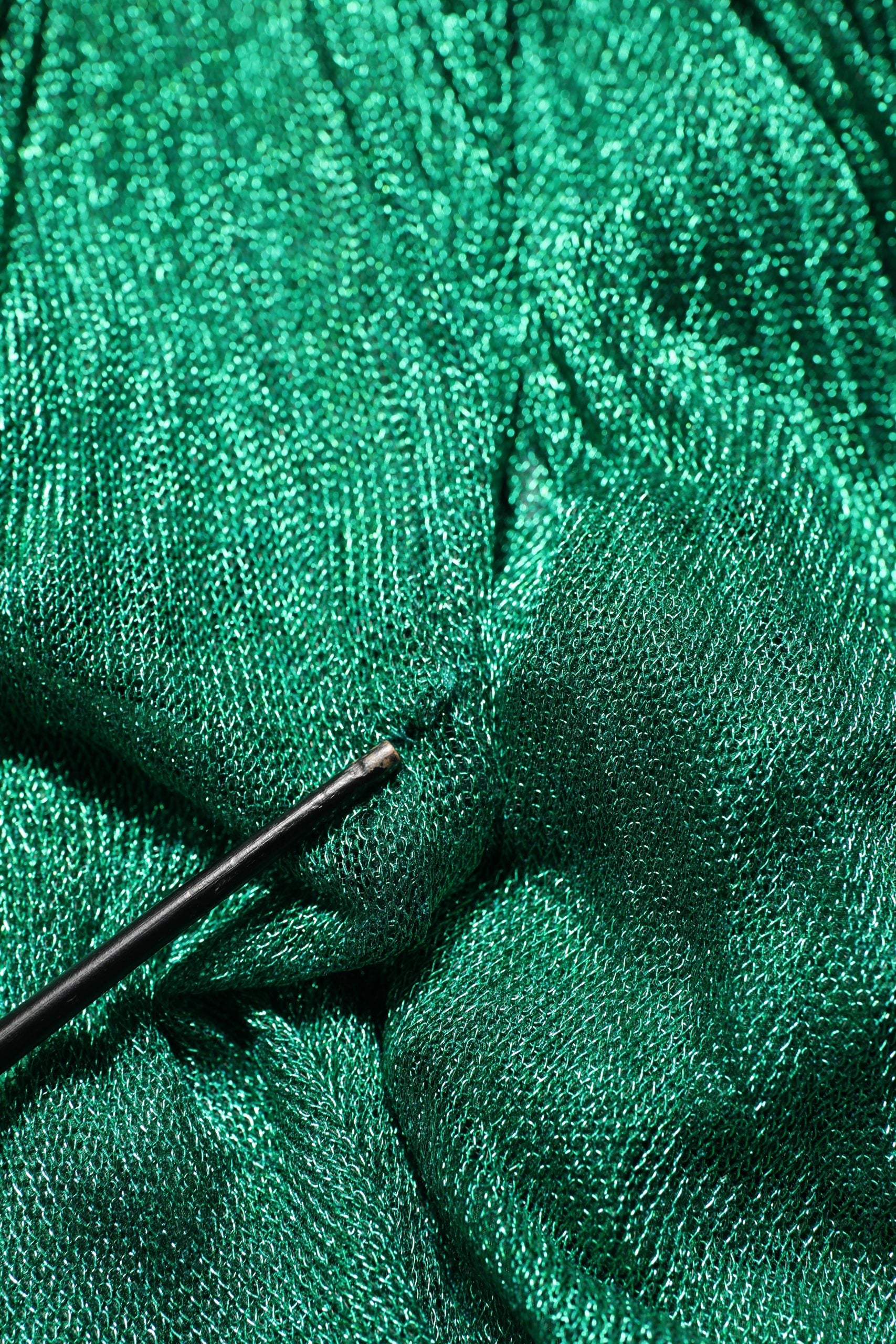 Dolce & Gabbana Metallic Green Sleeveless Plissé Gown Dress