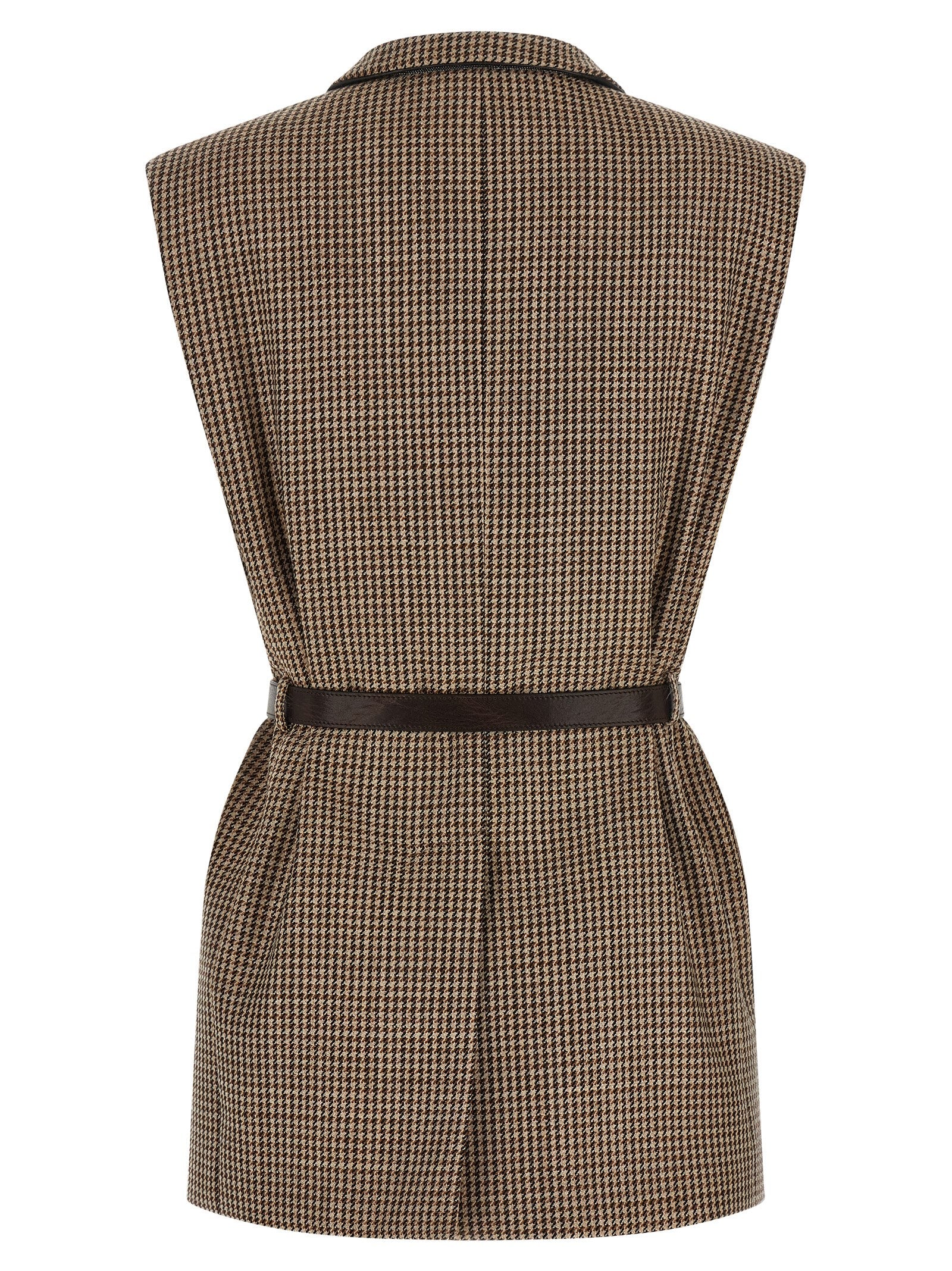 Brunello Cucinelli Beige Virgin Wool Sleeveless Jacket
