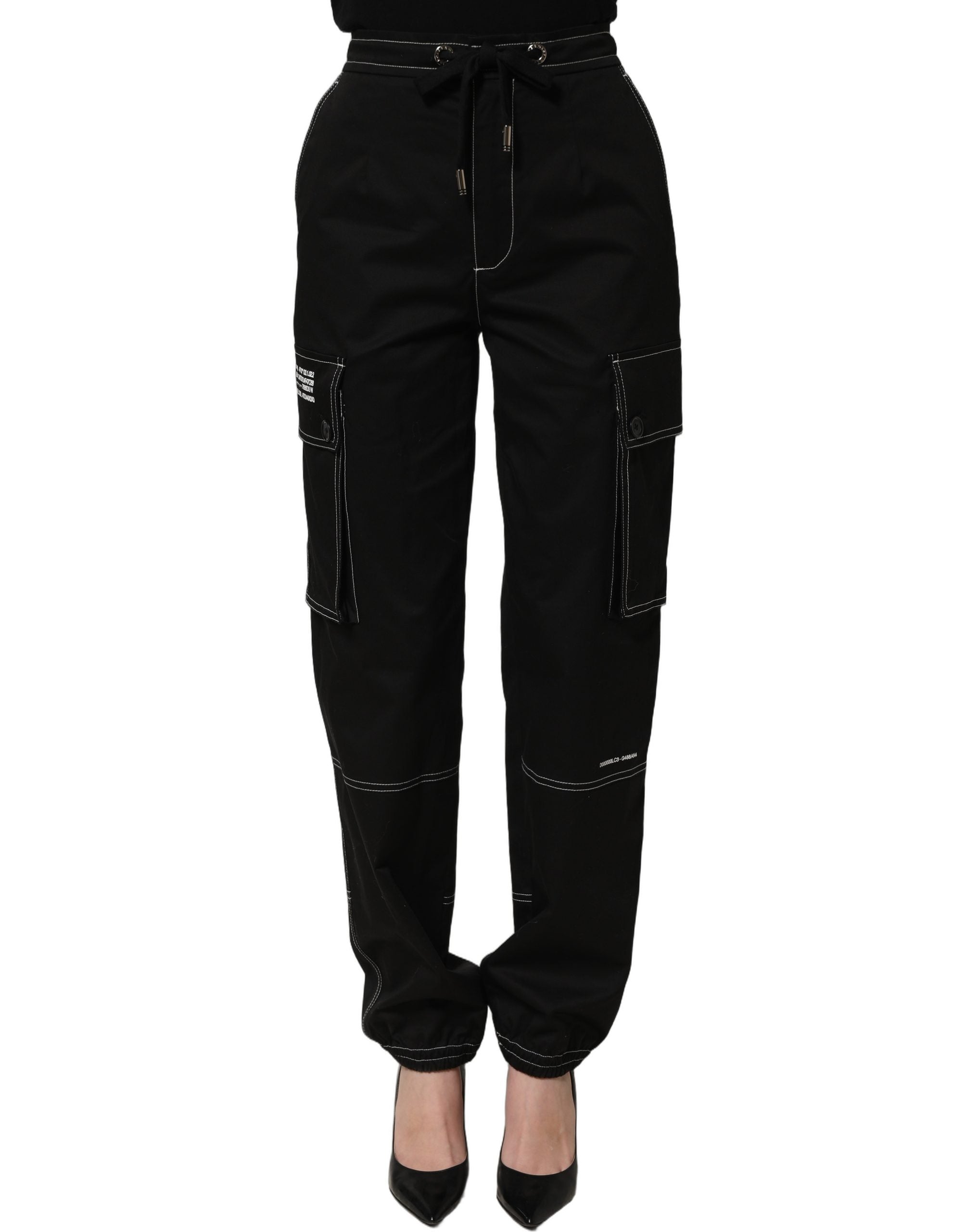 Dolce & Gabbana Black Vibe Cargo High Waist Straight Pants