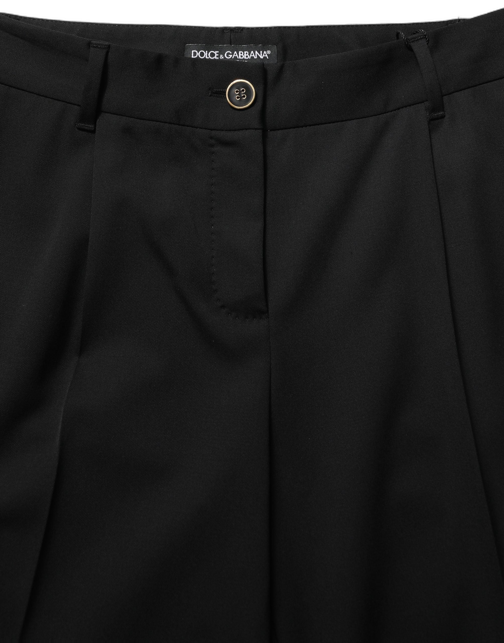 Dolce & Gabbana Black High Waist Straight Dress Trouser Pants