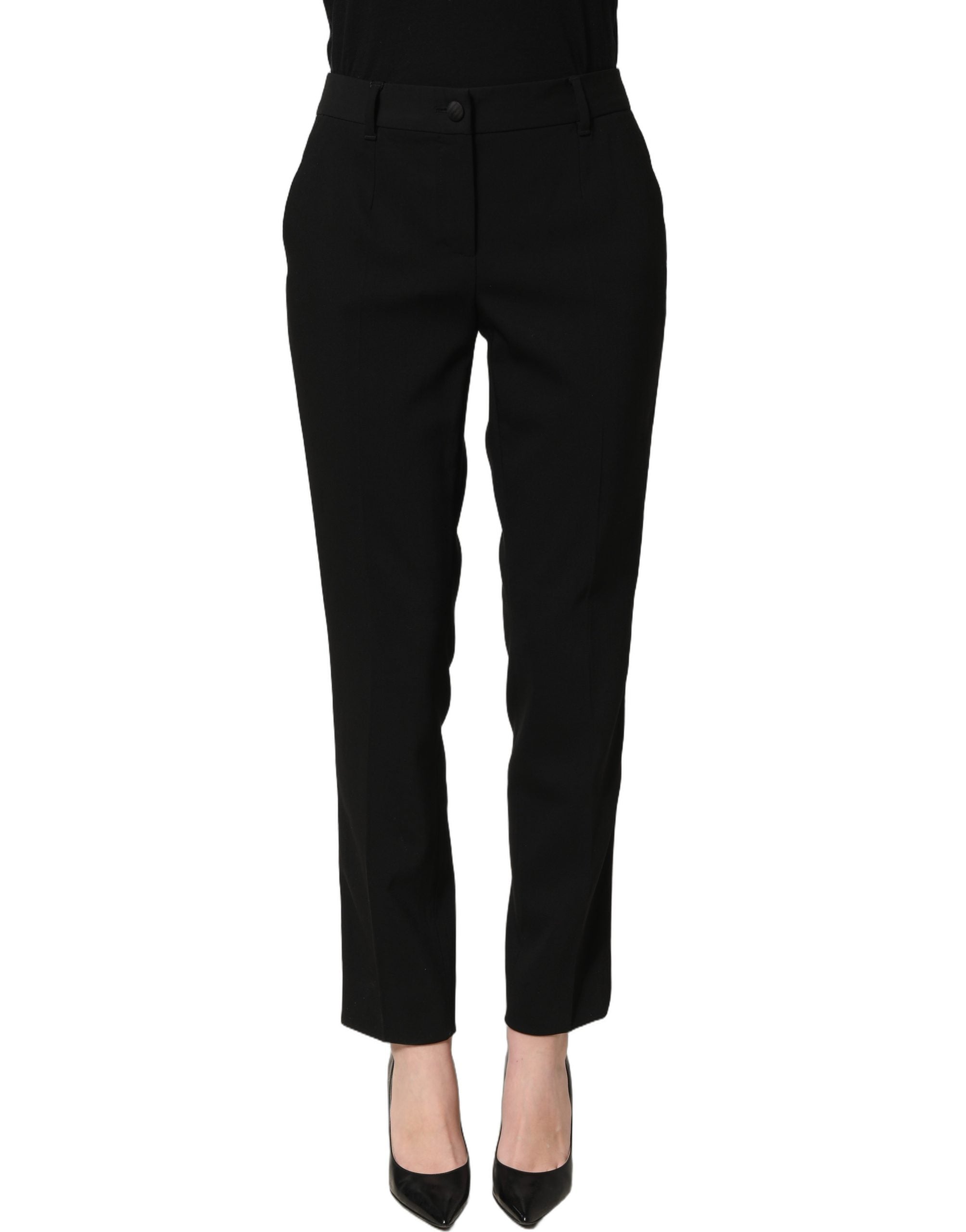 Dolce & Gabbana Black HighWaist Straight Dress Trouser Pants