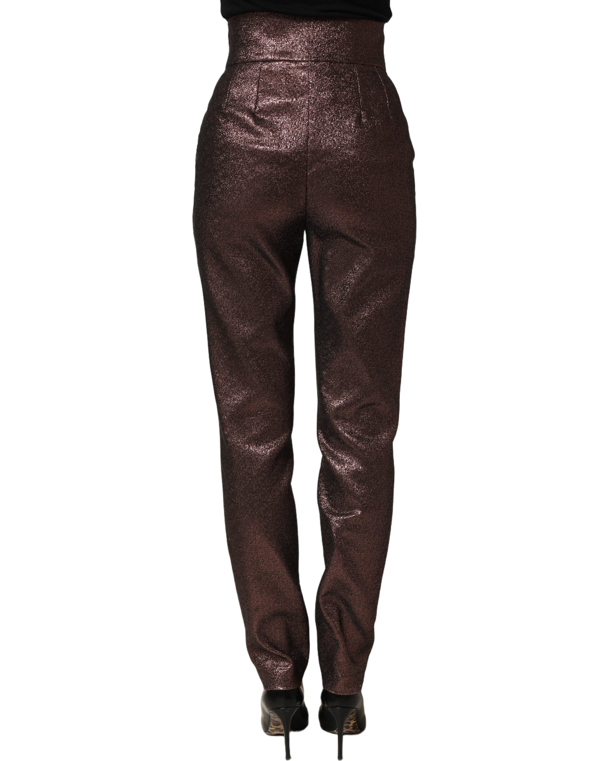 Dolce & Gabbana Metallic Brown High Waist Tapered Leg Pants