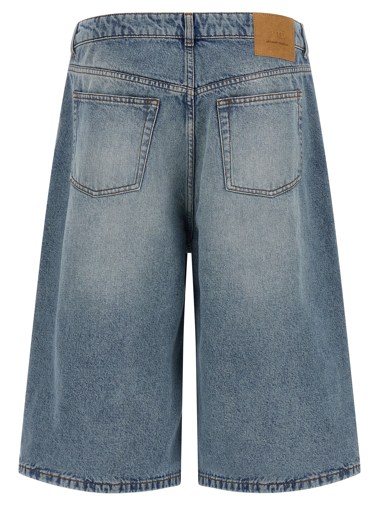 Ami Paris Blue Cotton Bermuda Shorts