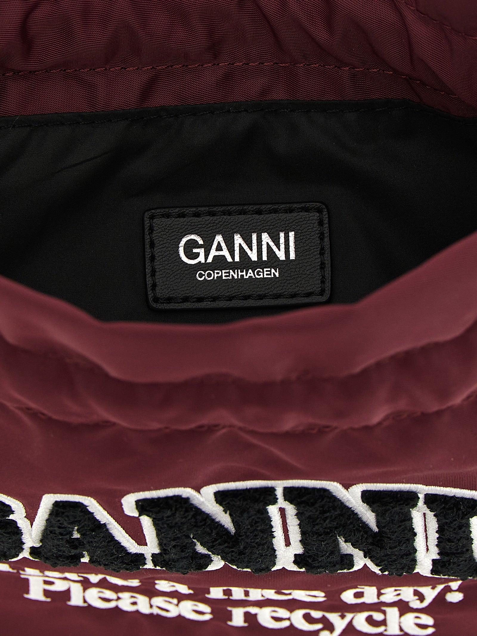 Ganni Bordeaux Recycled Polyamide Clutch Bag