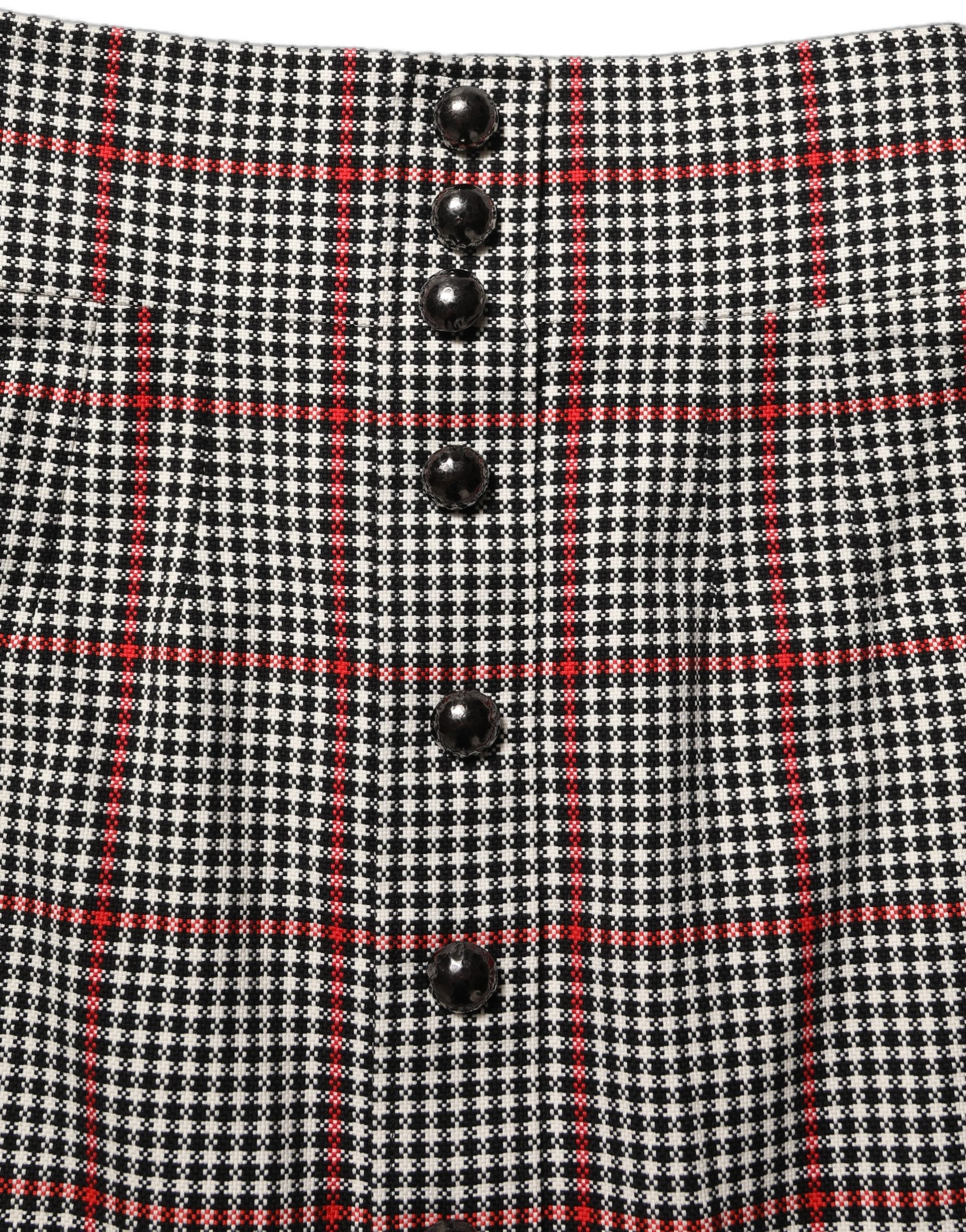 Dolce & Gabbana Gray Checkered High Waist A-line Mini Skirt
