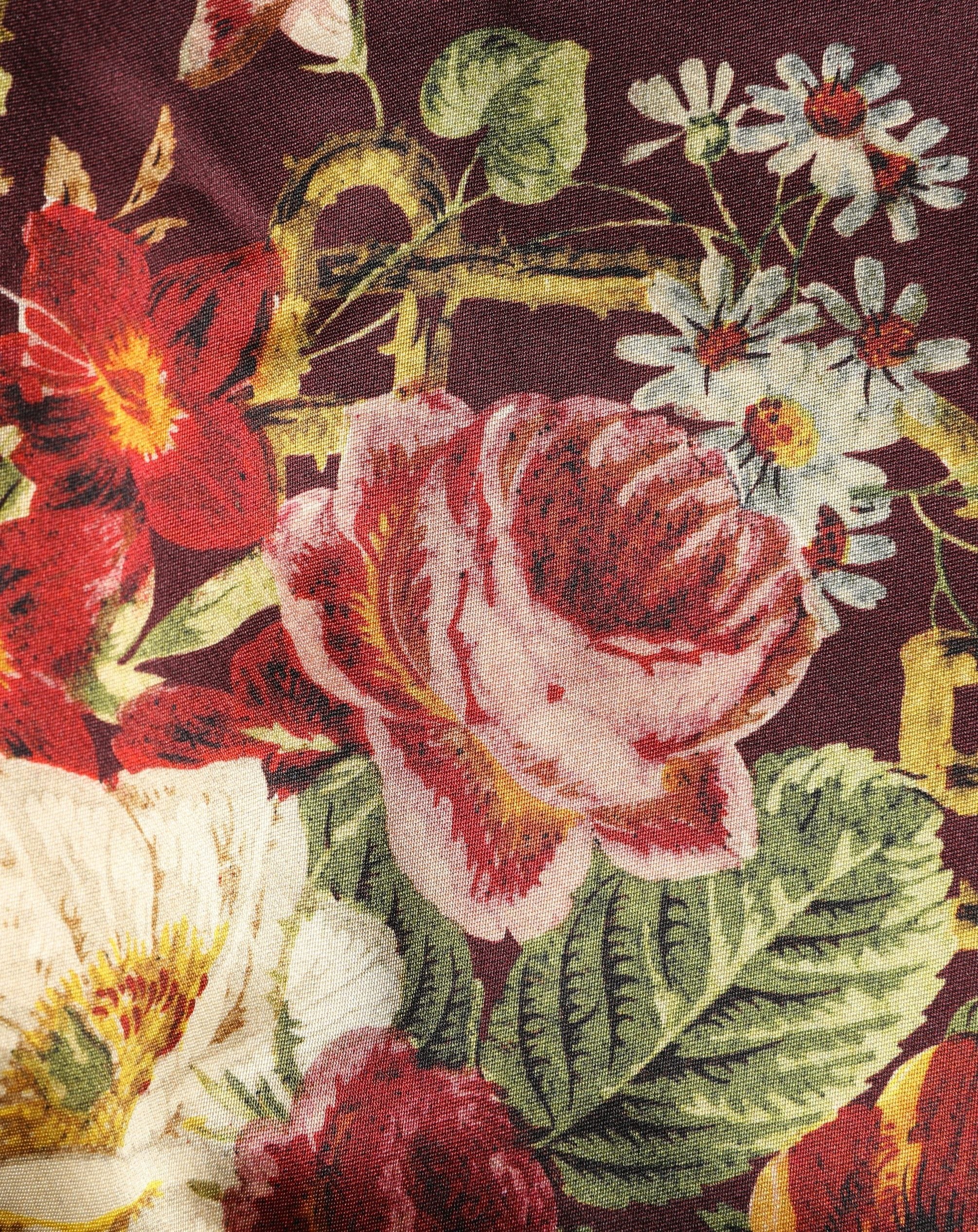 Dolce & Gabbana Burgundy Floral HighWaist A-line Mini Skirt
