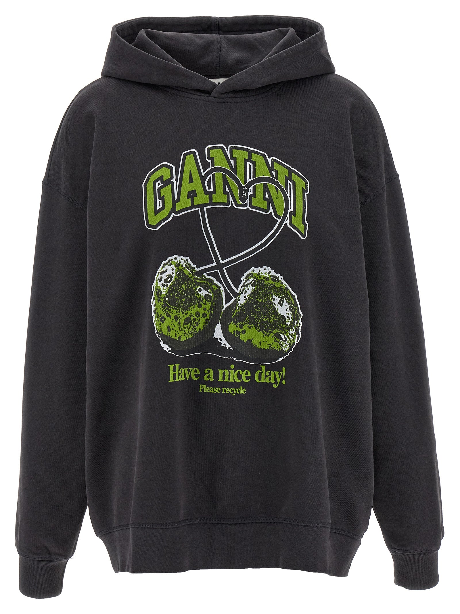 Ganni Gray Organic Cotton Hoodie