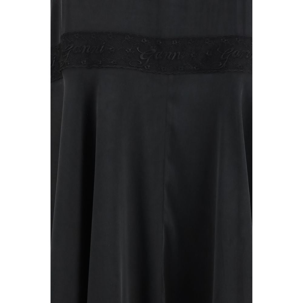 Ganni Black Silk Casual Dress