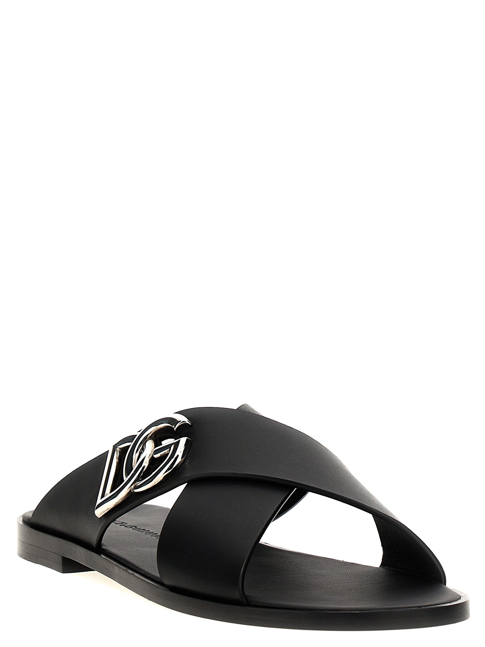 Dolce & Gabbana Black Calfskin Slides