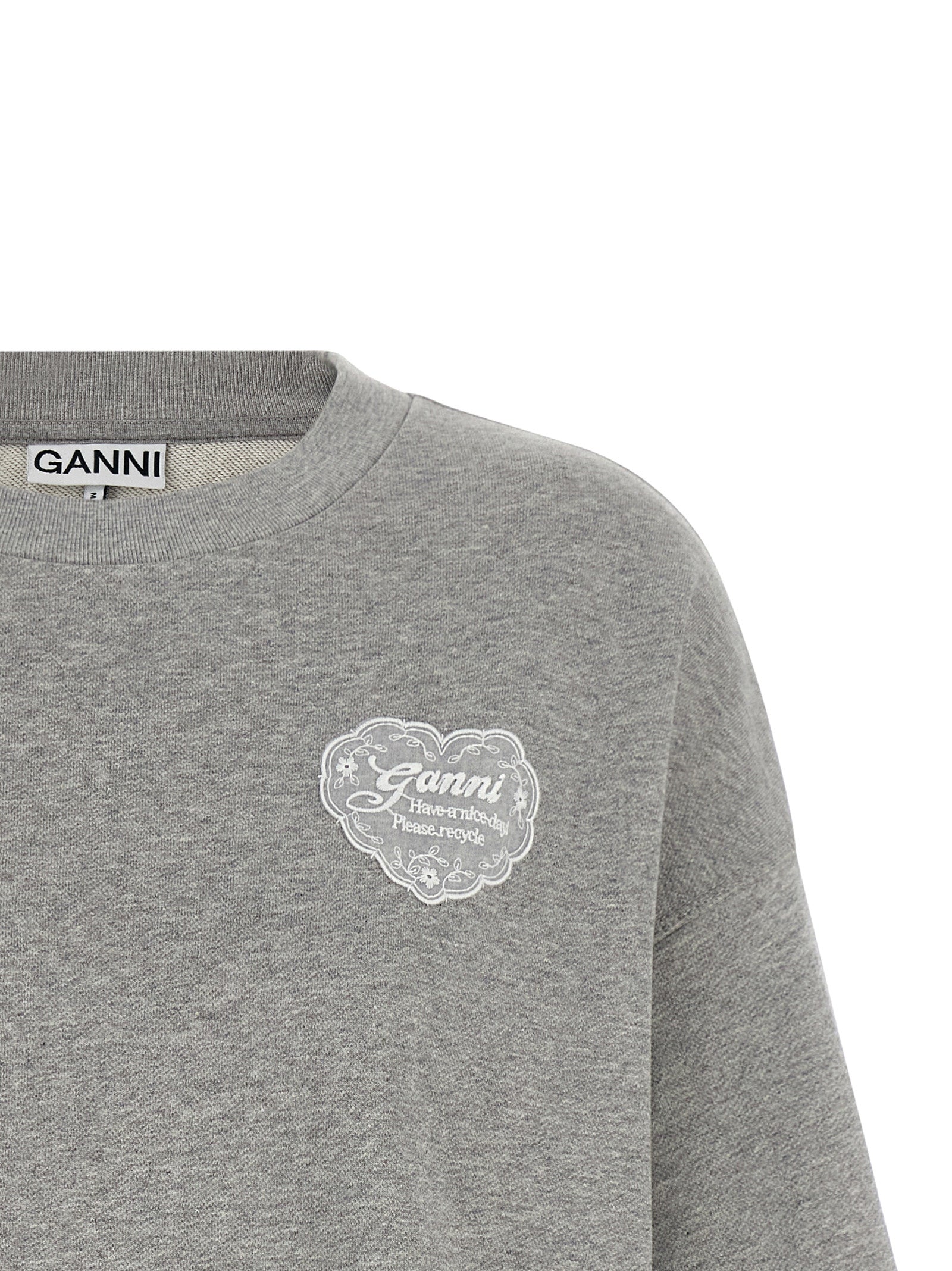 Ganni Gray Organic Cotton Sweatshirt