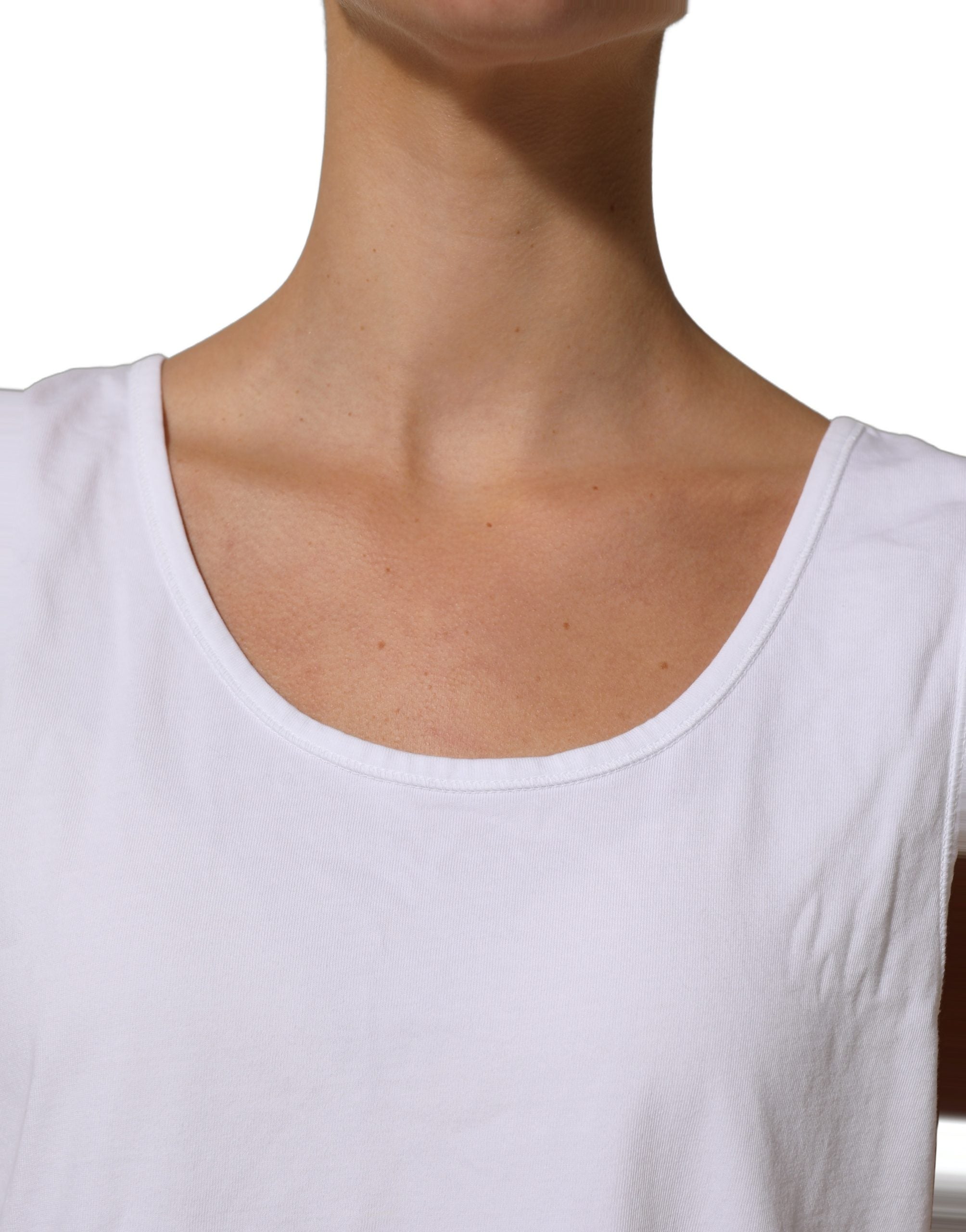American Vintage White Cotton Round Neck Sleeveless Tank Top
