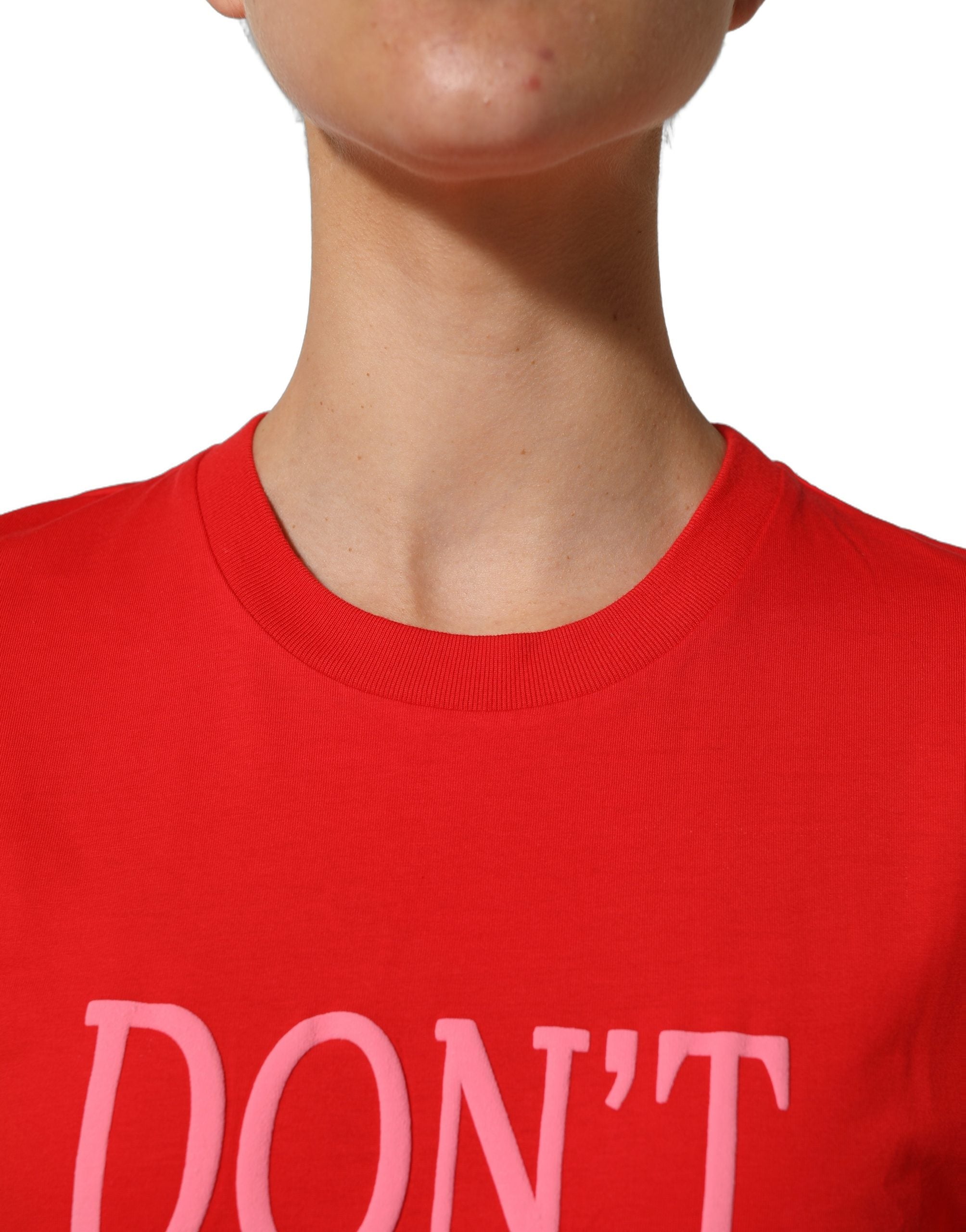 Dolce & Gabbana Red Graphic Cotton Jersey Crew Neck T-shirt