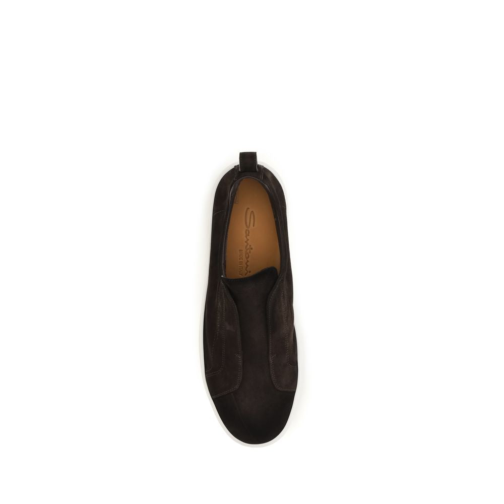 Santoni Brown Calf Leather Bos Taurus Sneakers