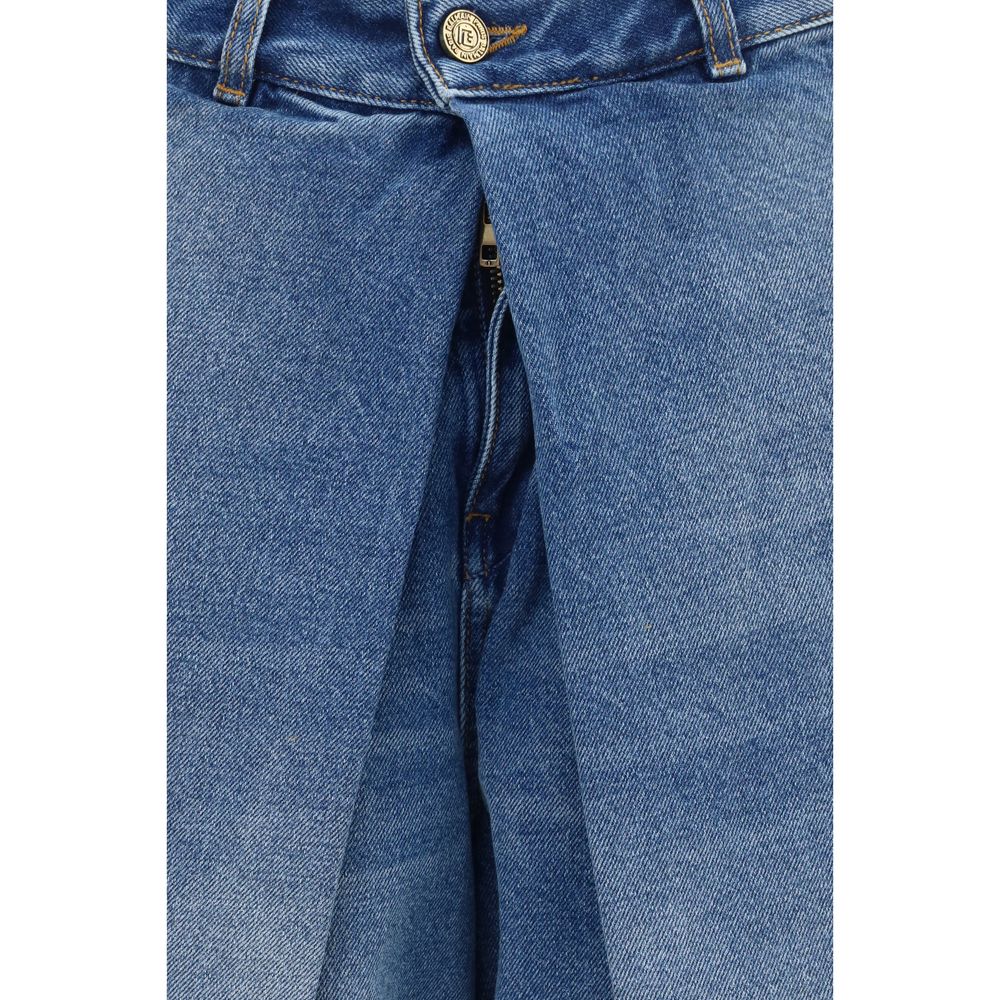 Balmain Blue Cotton Relaxed Fit Jeans