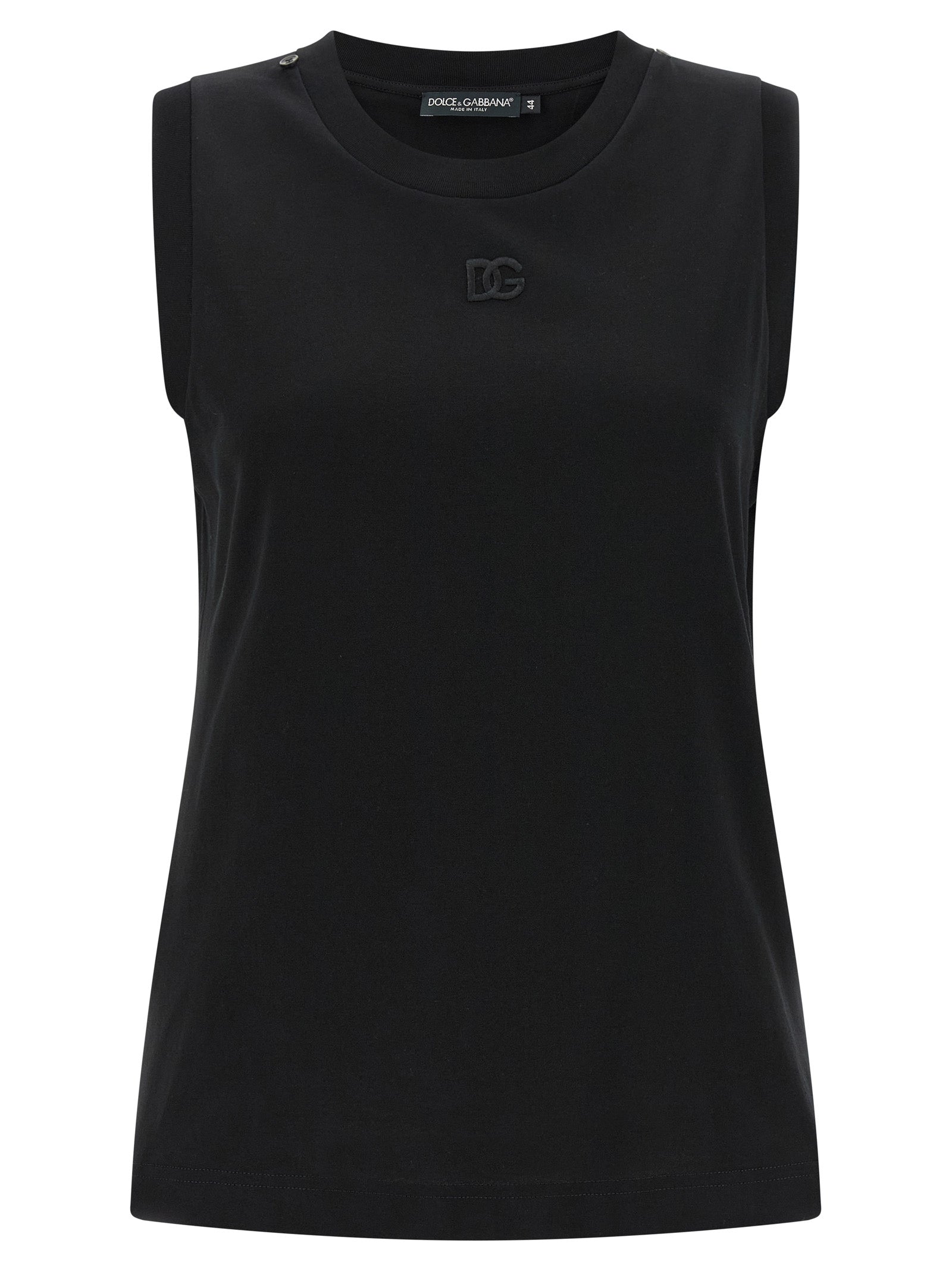 Dolce & Gabbana Black Cotton Sleeveles T-Shirt