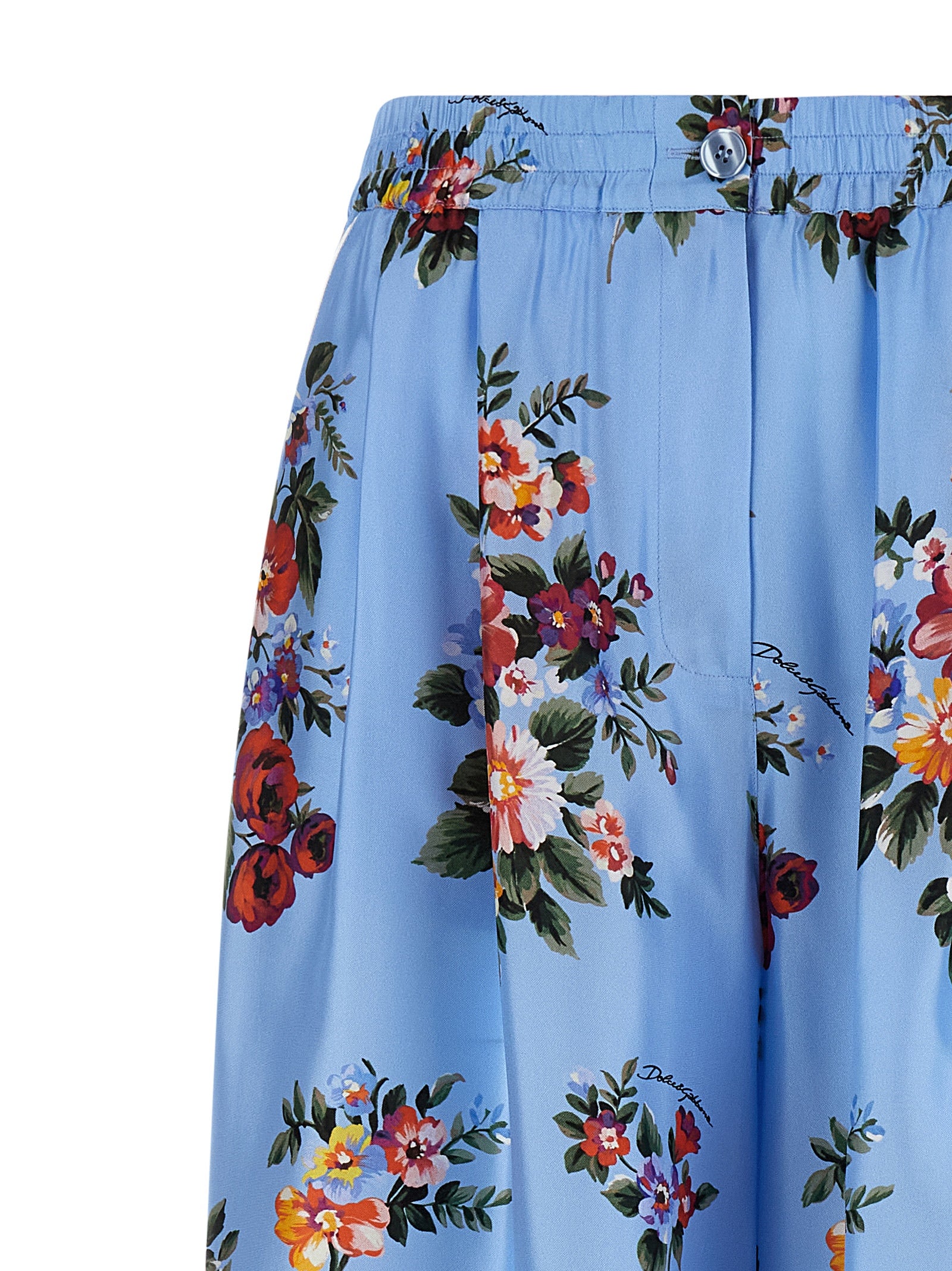 Dolce & Gabbana Blue Silk Casual Pants