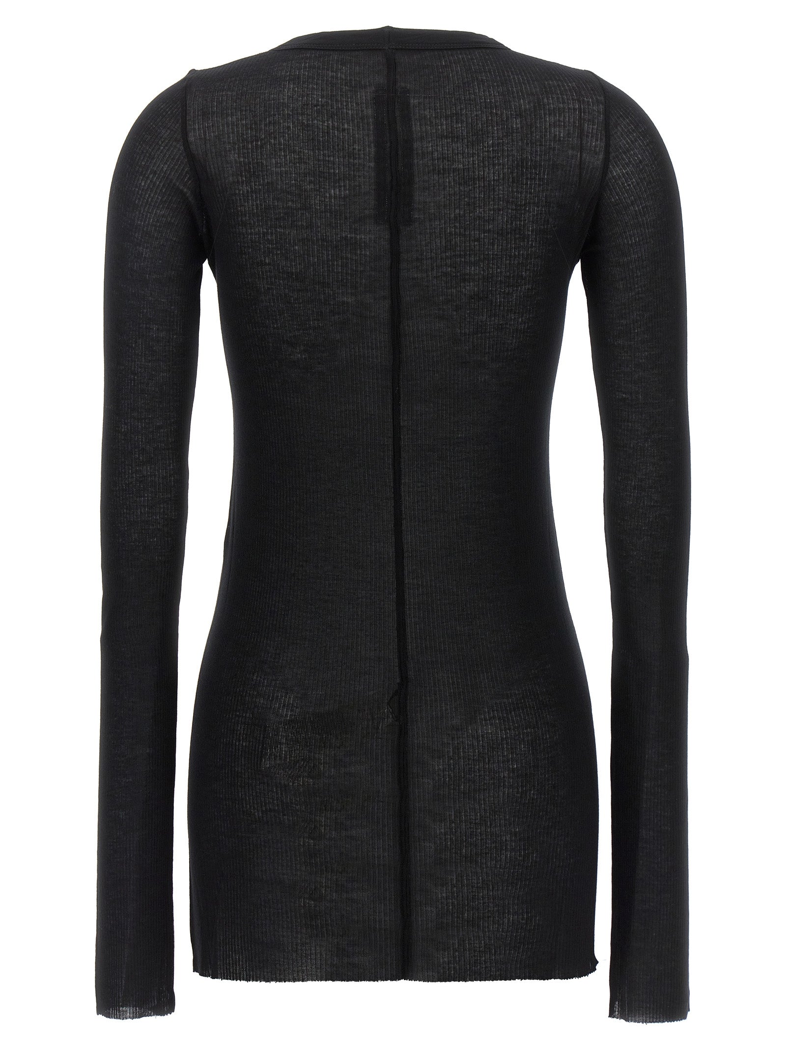 Rick Owens Black Viscose Long Sleeve T-Shirt