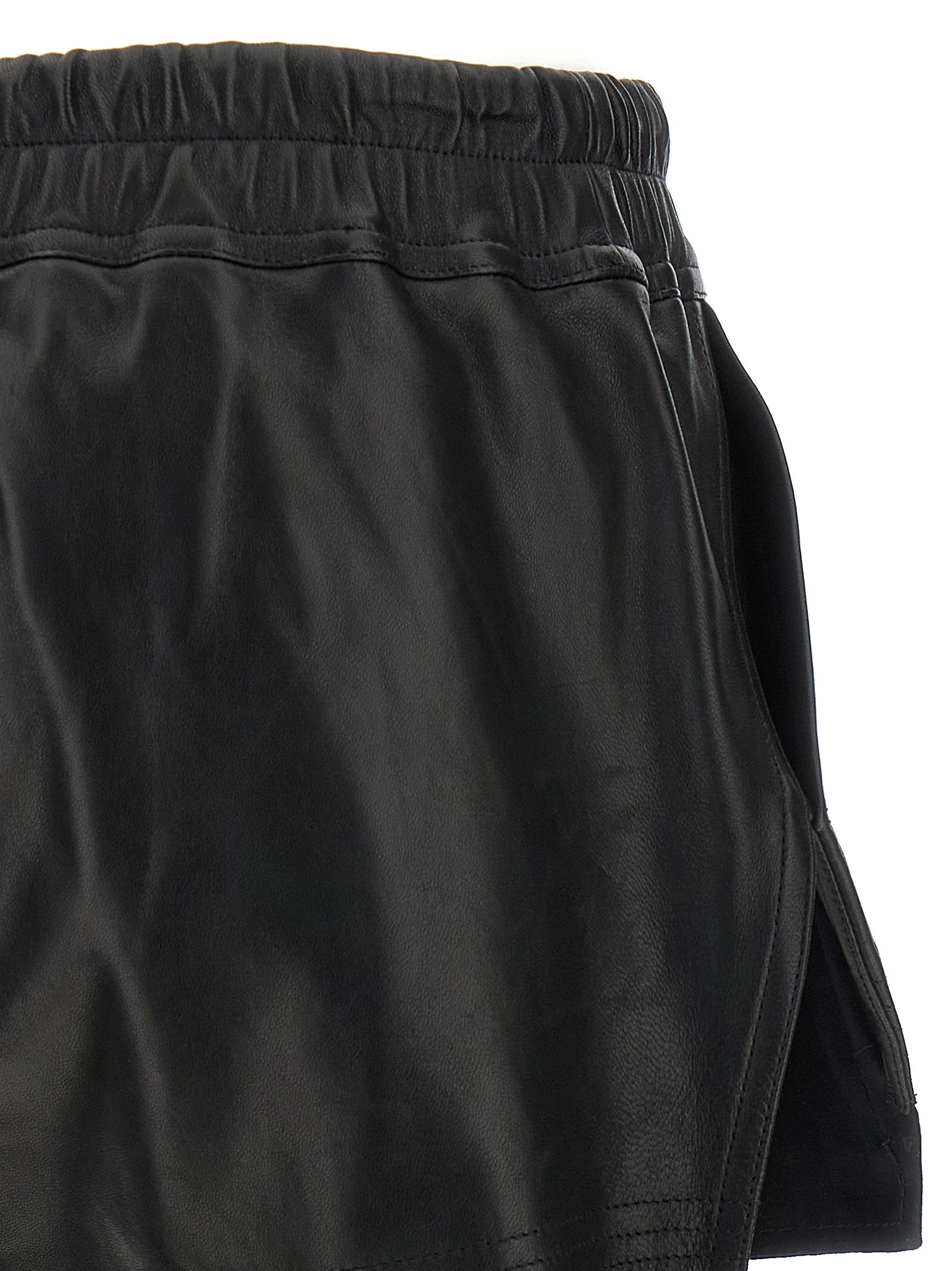 Rick Owens Black Lamb Leather Bermuda Shorts