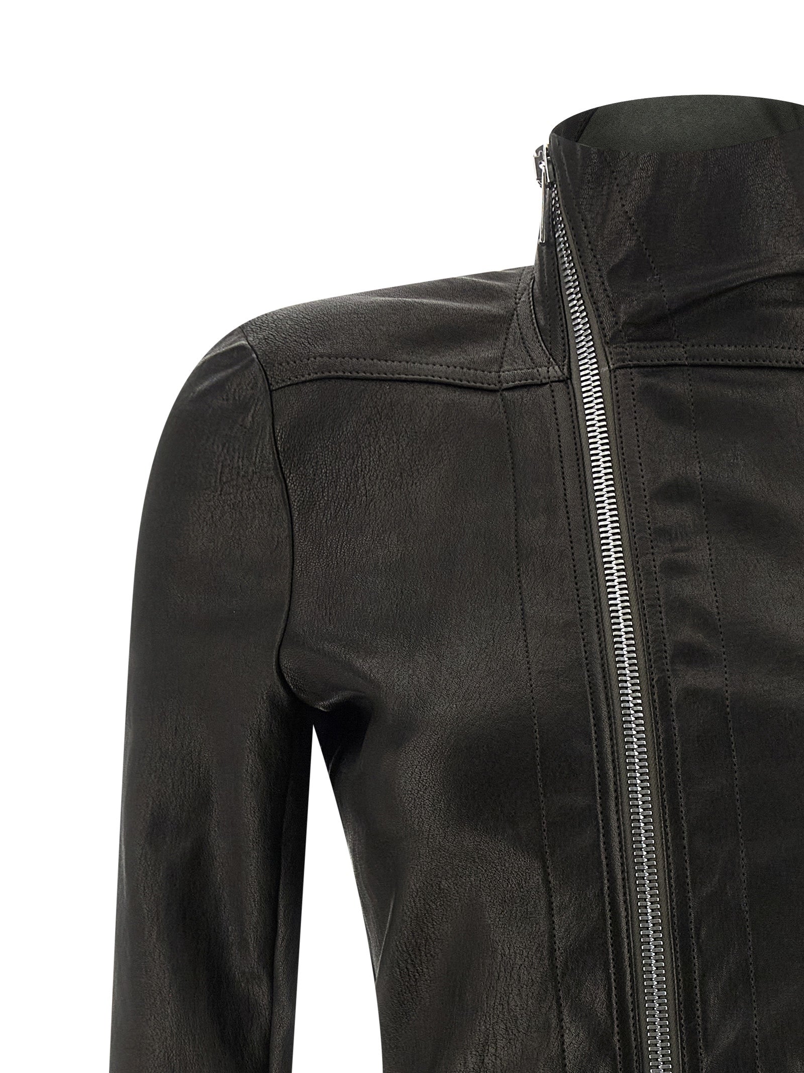 Rick Owens Black Lamb Leather Leather Jacket