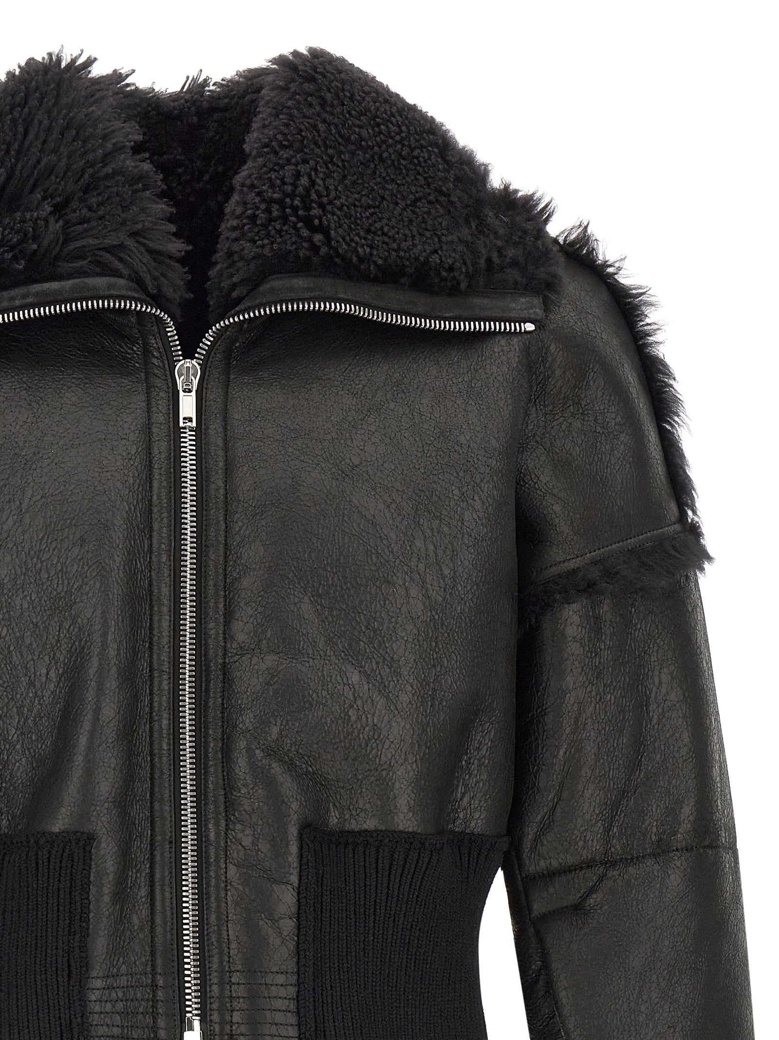 Rick Owens Black Lamb Fur Leather Jacket