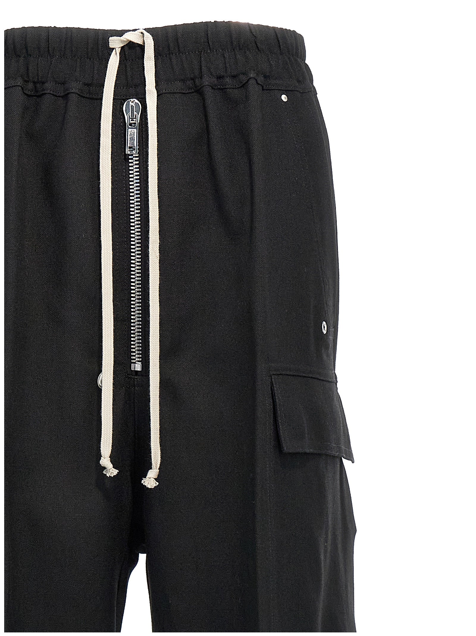 Rick Owens Black Wool Cargo Pants