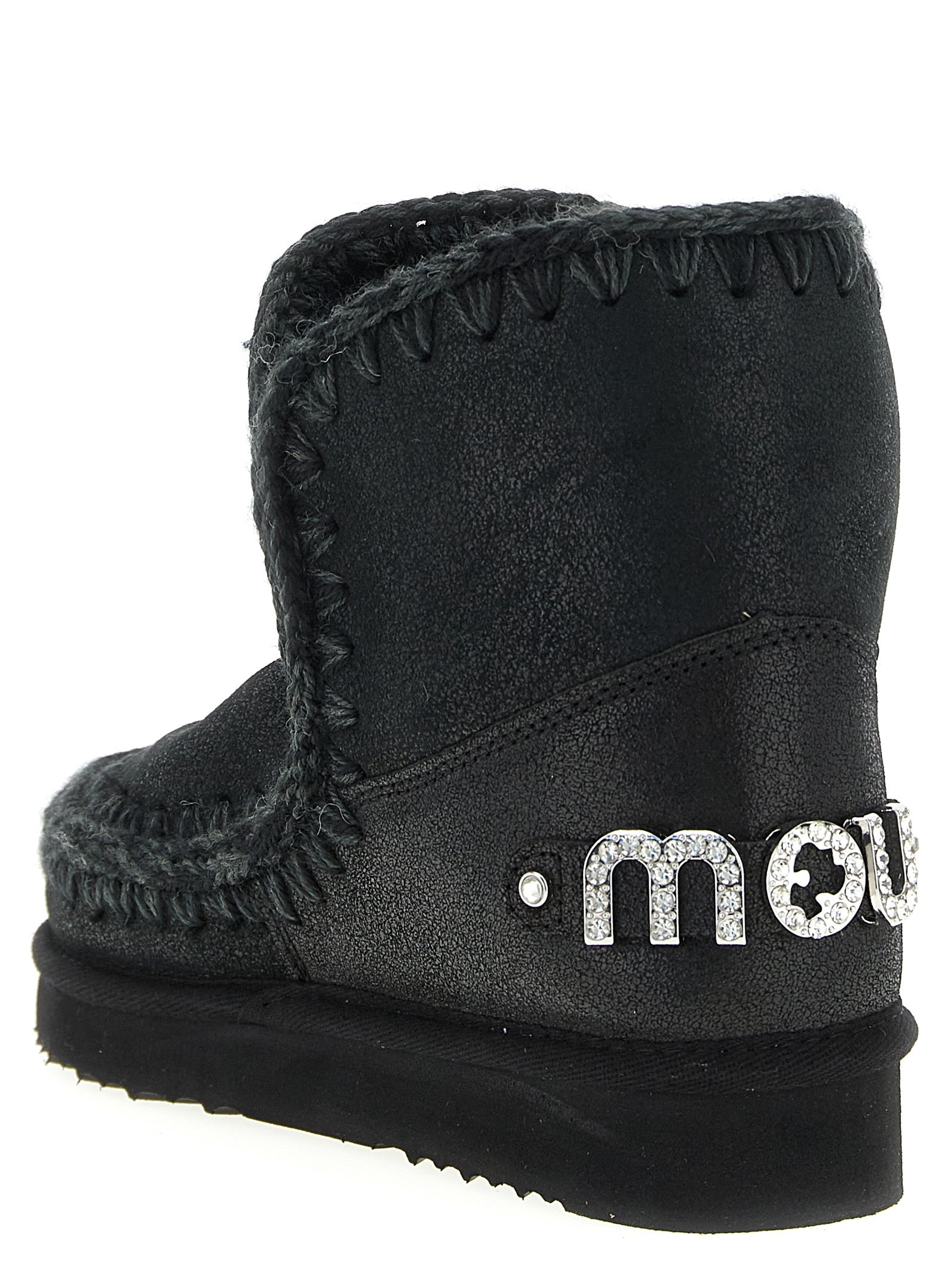 Mou Black Lamb Leather Ankle Boots