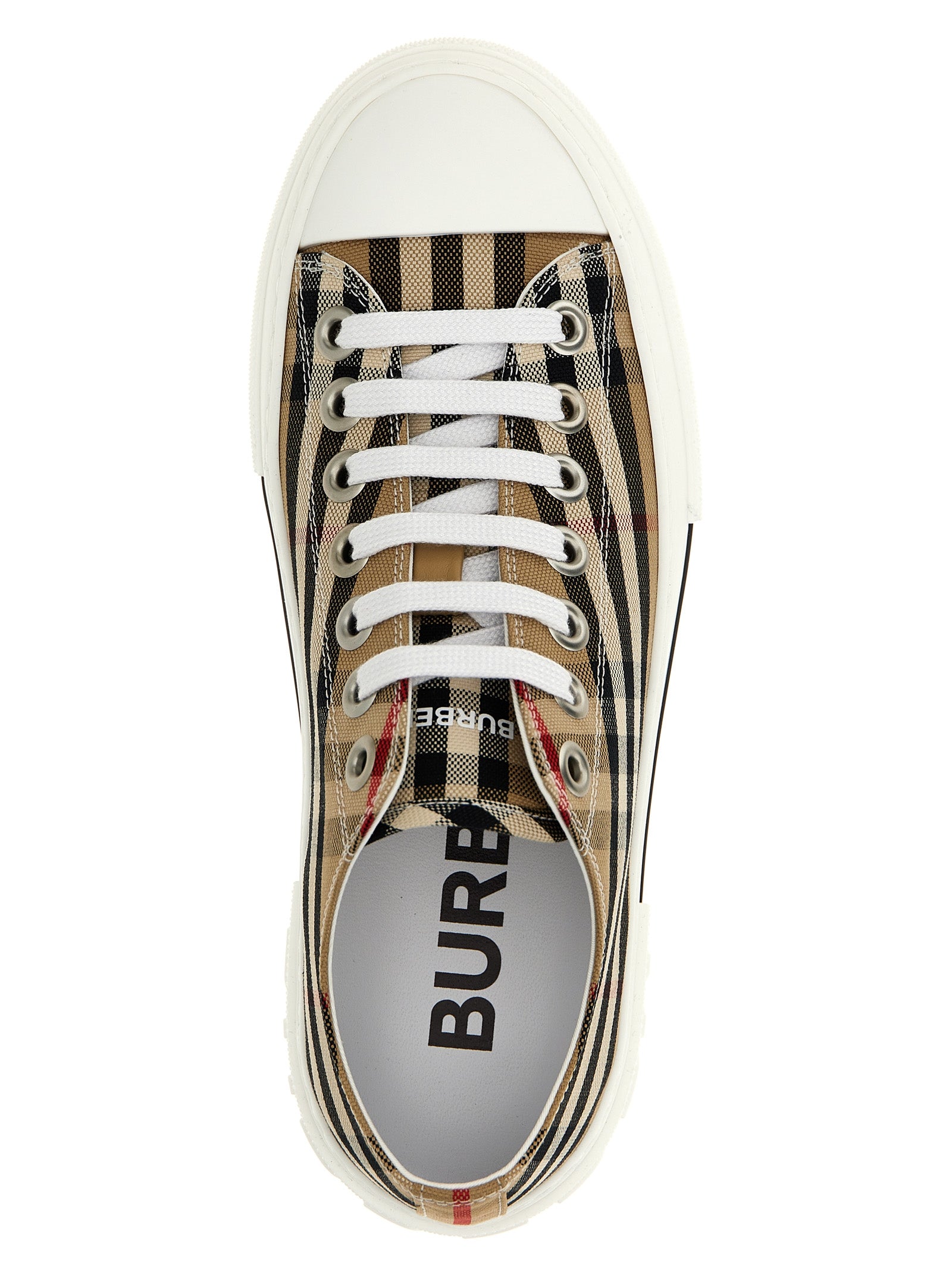 Burberry Beige Cotton Low Top Sneakers