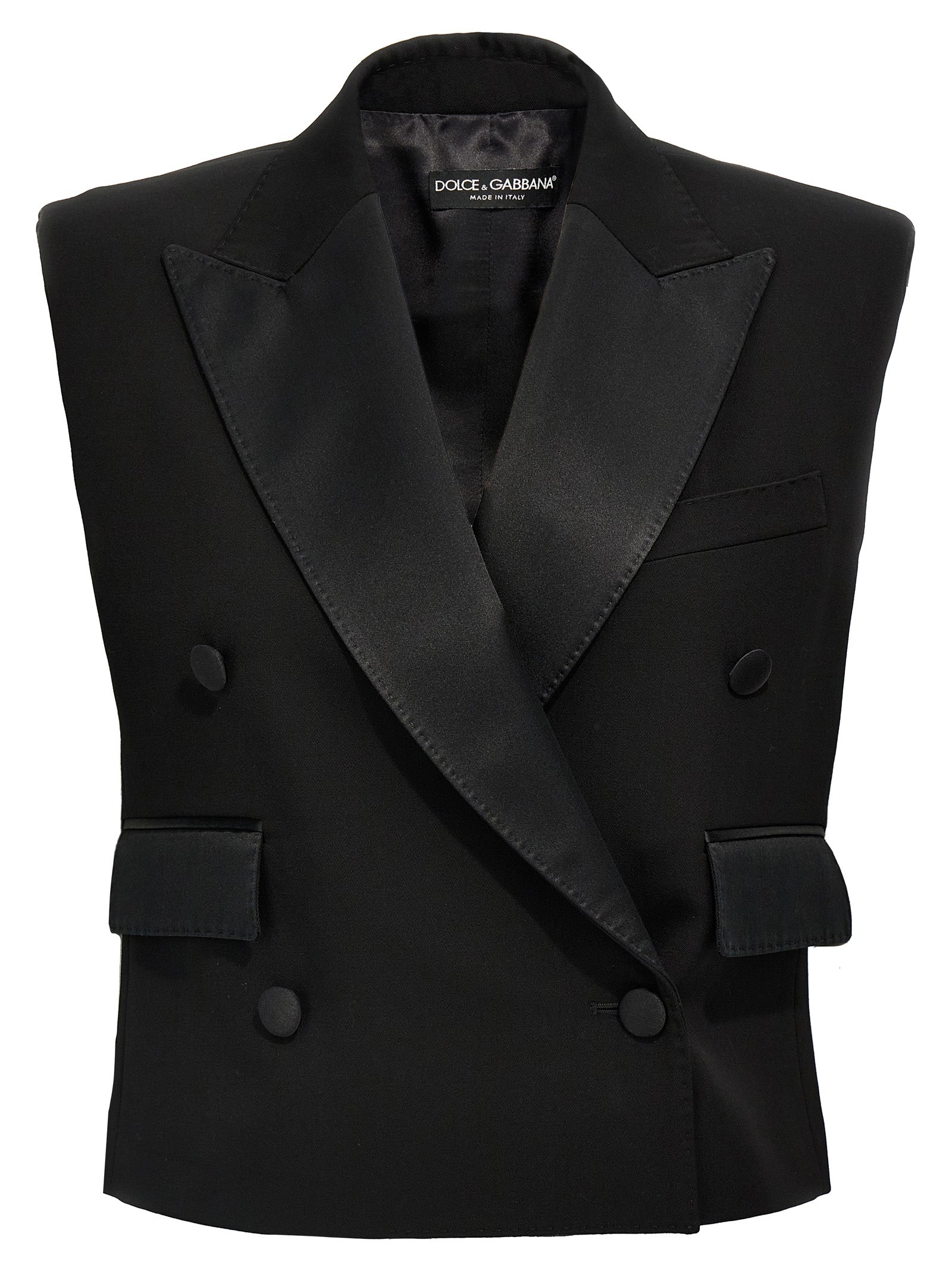 Dolce & Gabbana Black Silk Sleeveless Jacket