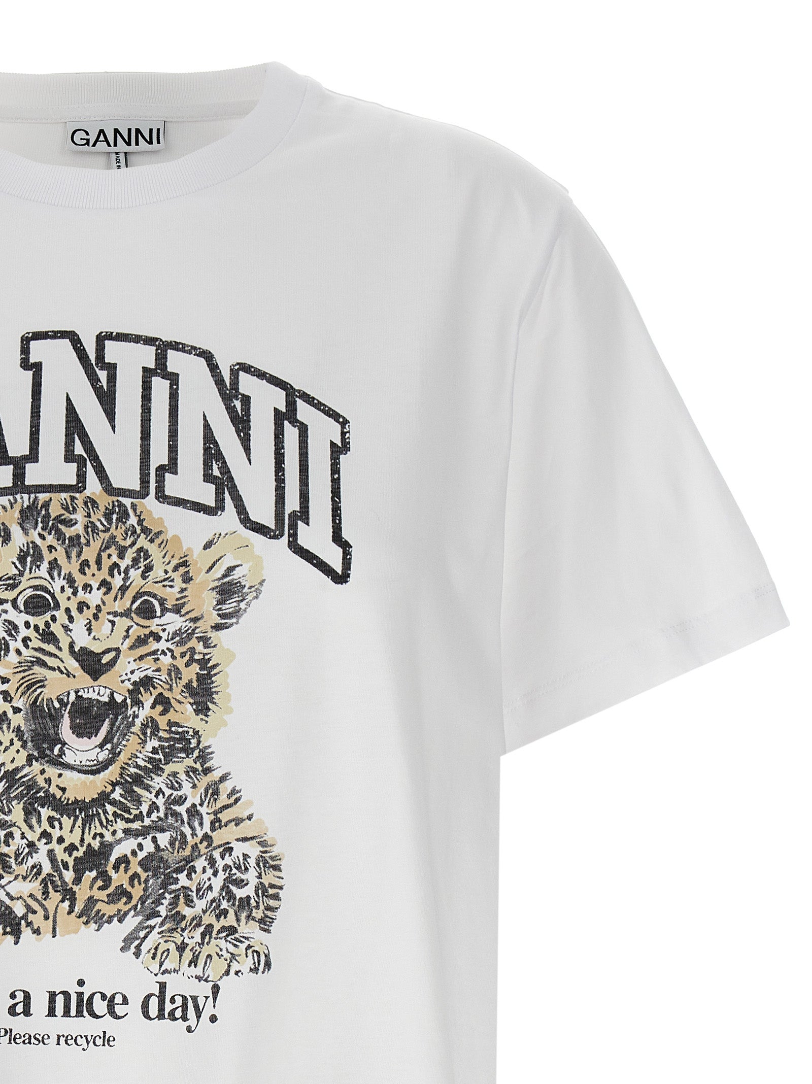 Ganni White Cotton T-Shirt