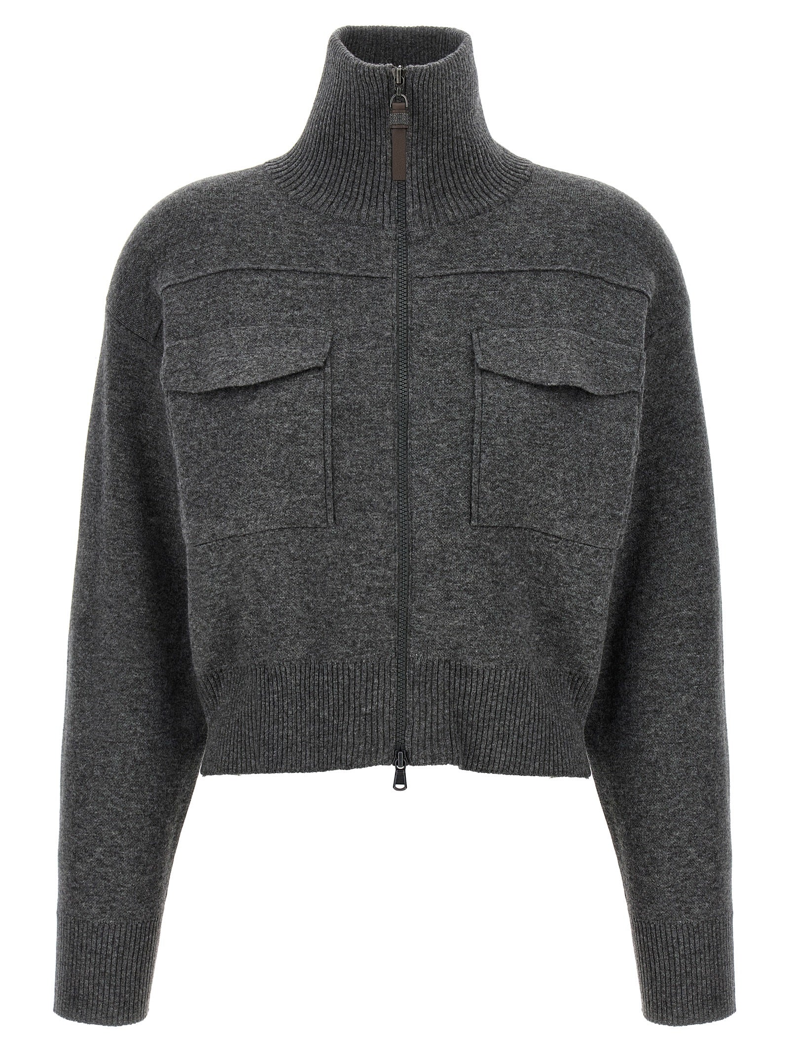 Brunello Cucinelli Gray Cashmere Cardigan