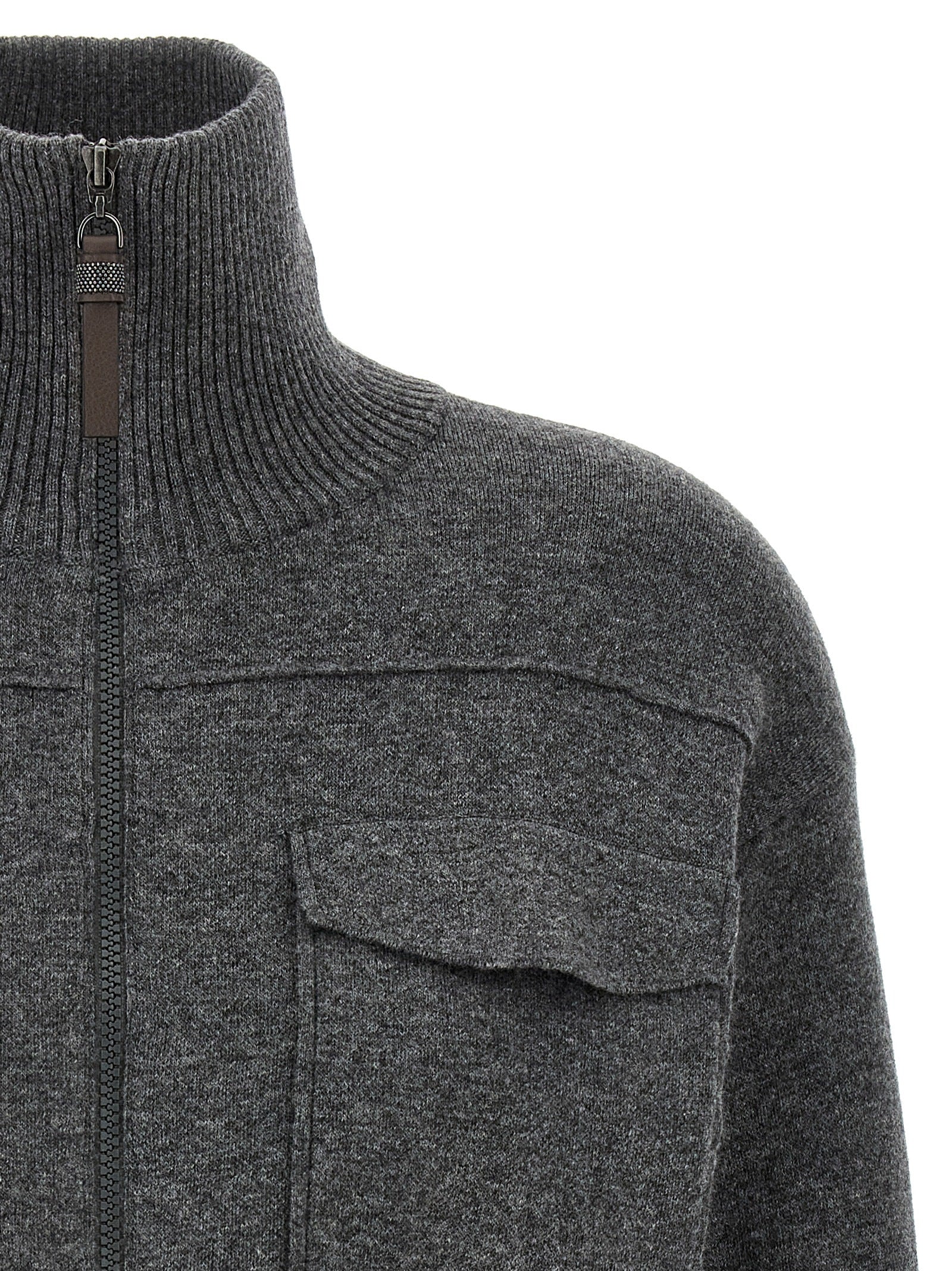 Brunello Cucinelli Gray Cashmere Cardigan