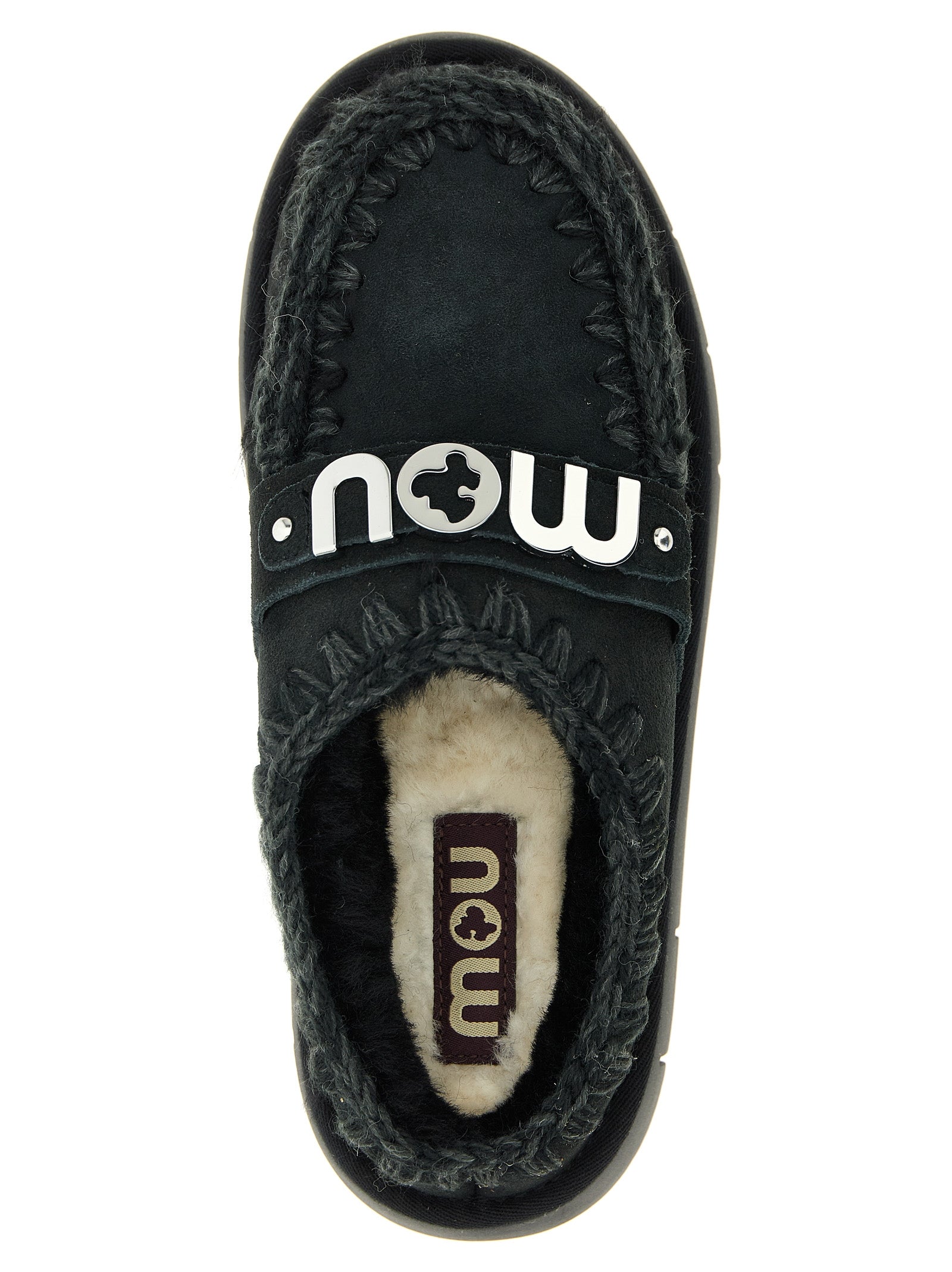 Mou Black Lamb Leather Clogs