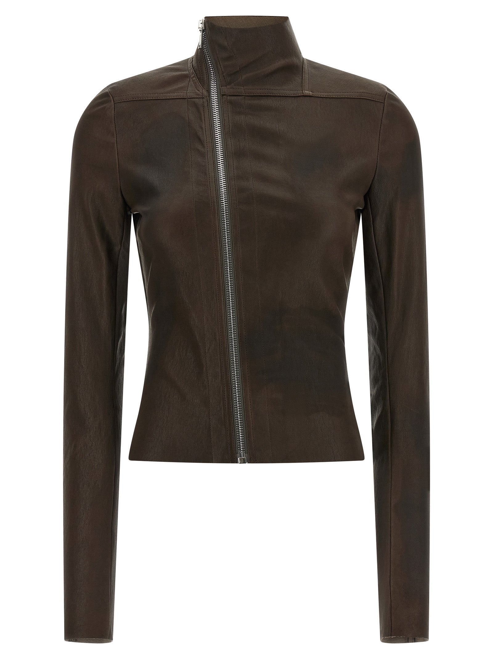 Rick Owens Brown Lamb Leather Leather Jacket