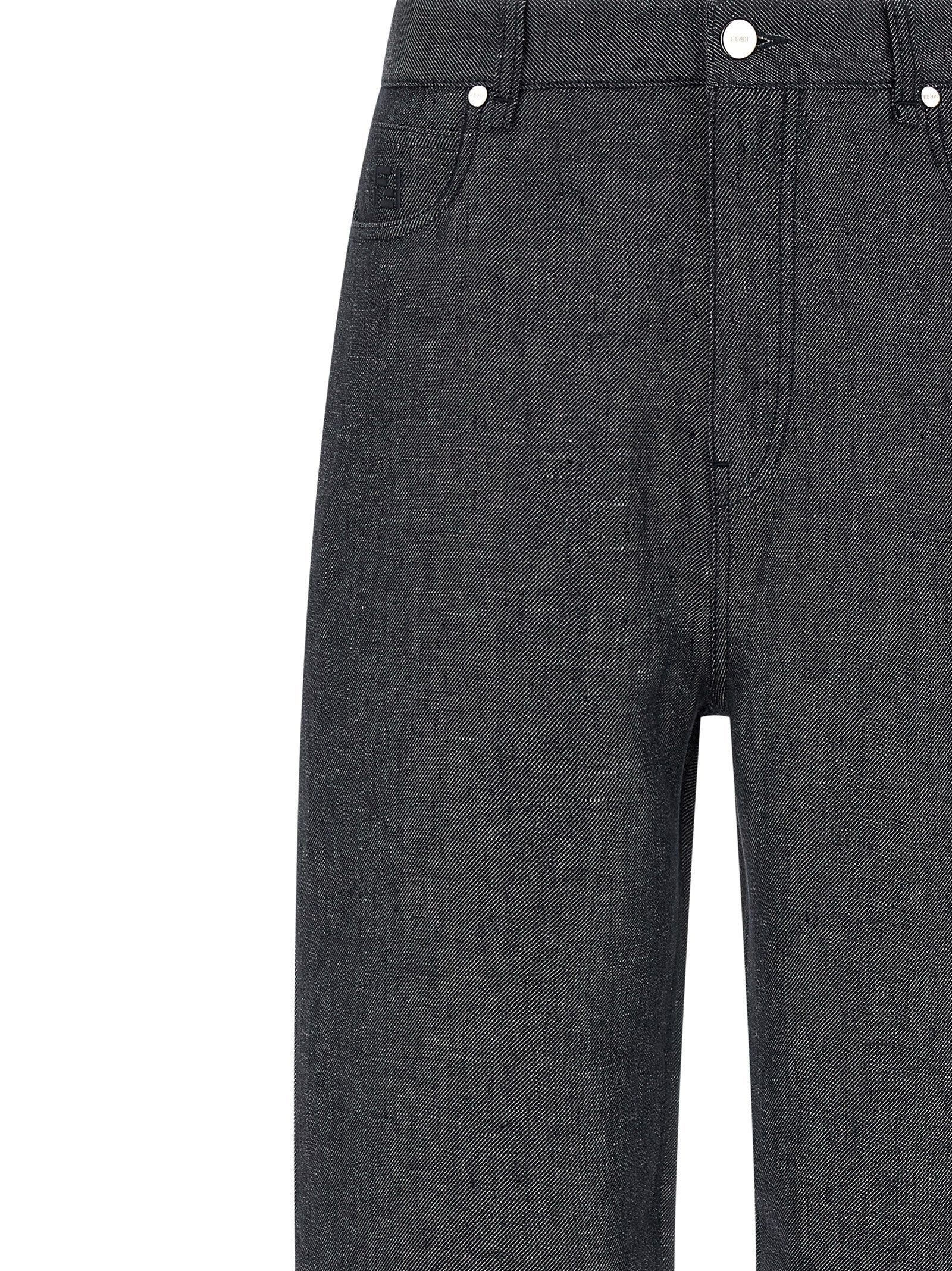 Fendi Gray Linen Straight-Leg Jeans