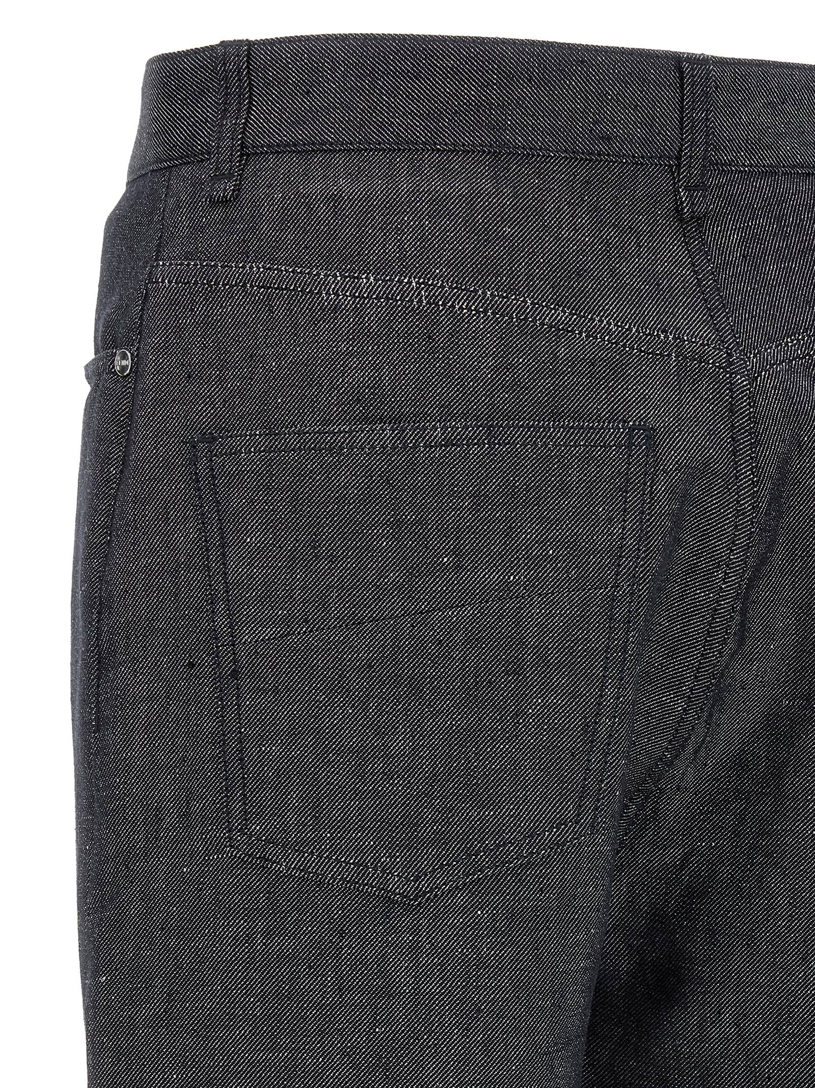 Fendi Gray Linen Straight-Leg Jeans