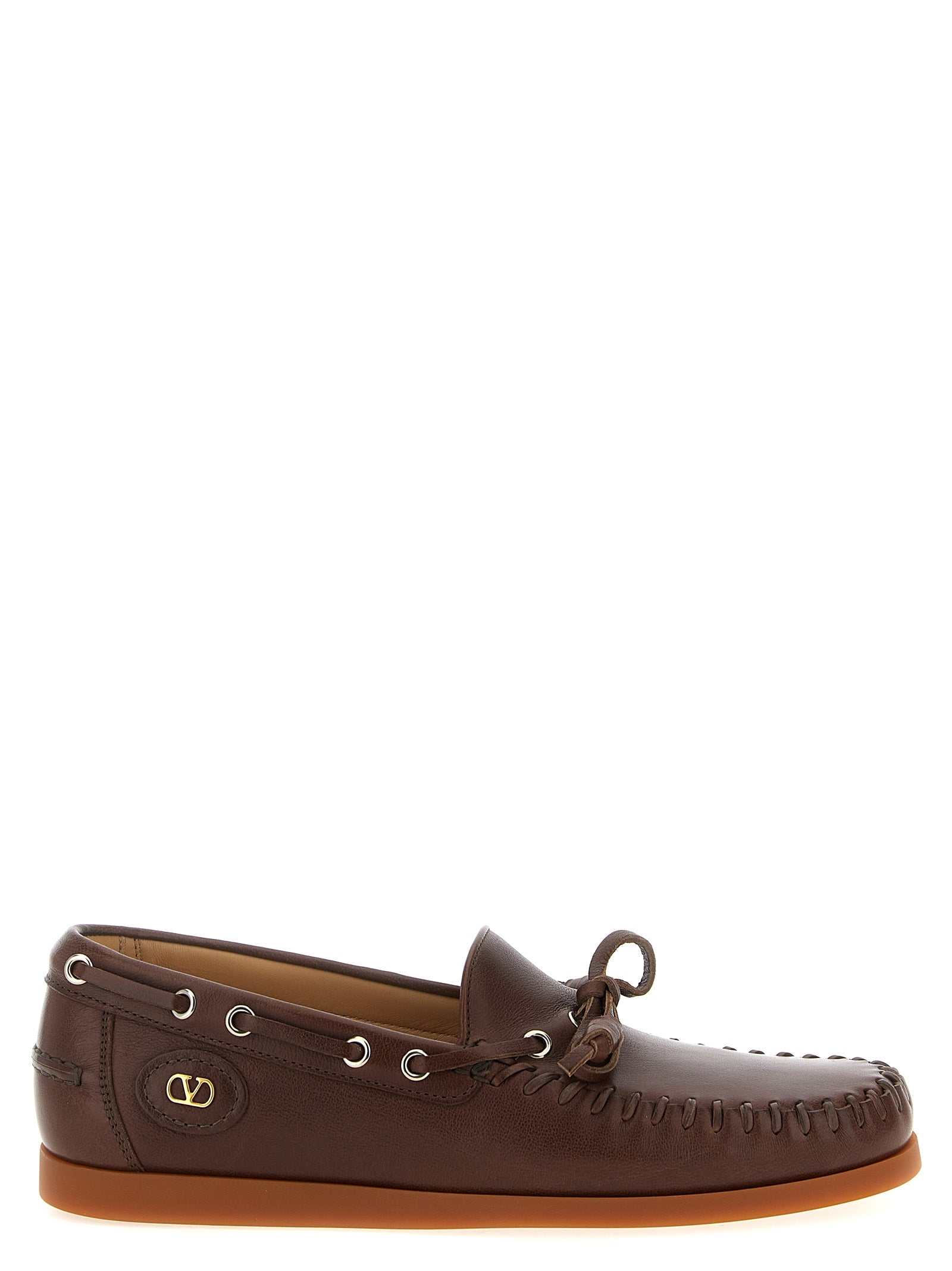 Valentino Garavani Brown Buffalo Leather Moccasin