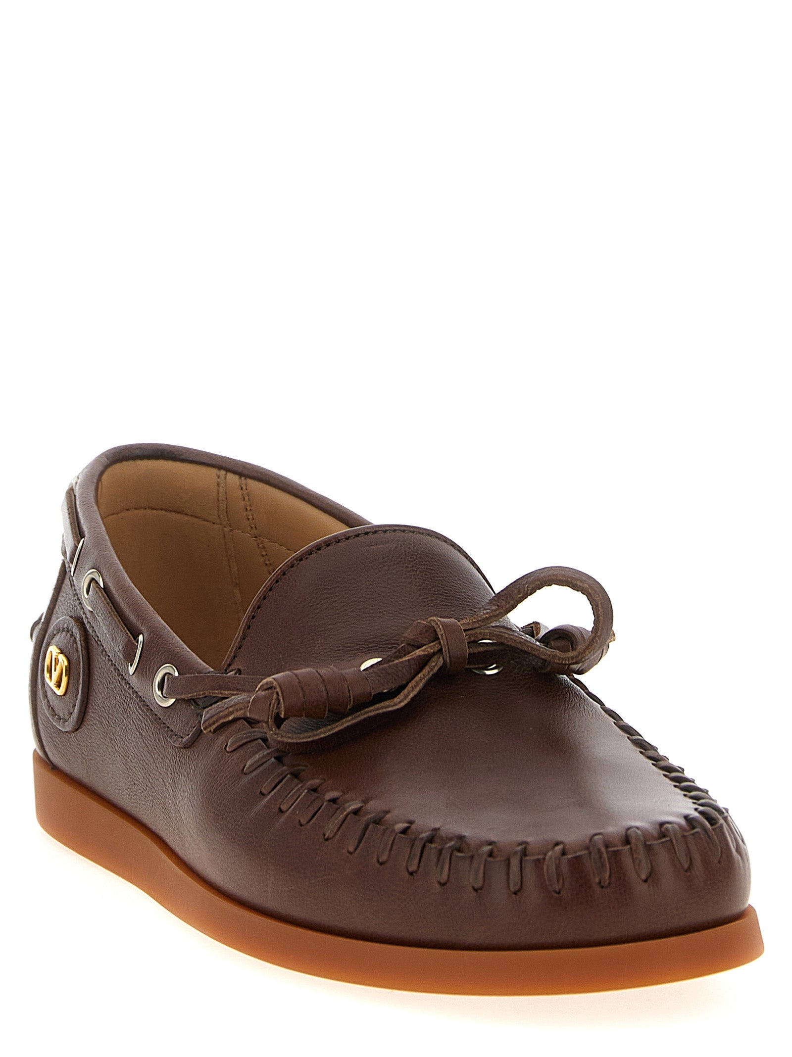 Valentino Garavani Brown Buffalo Leather Moccasin